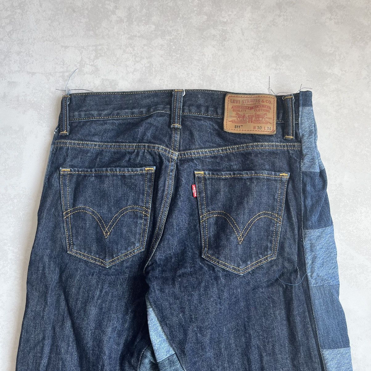 Levi's × Vintage Vintage Levis wide Custom Patchwork Denim baggy Jeans Size US 30 / EU 46 - 11 Thumbnail