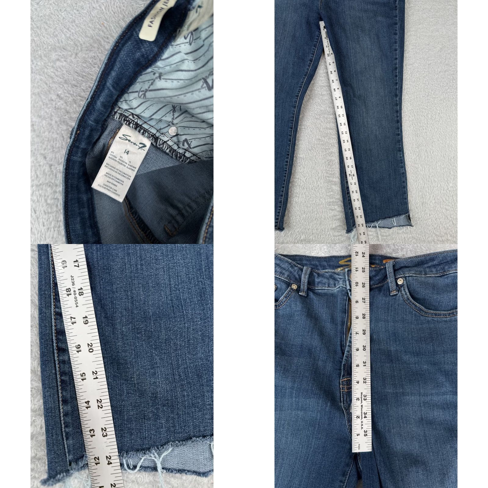 Vintage Seven7 Jeans Women 14 Blue Denim Bootcut High Rise 32x24 Raw Hem Fashion Jean Women Size 36" / US 14 / IT 50 - 8 Thumbnail