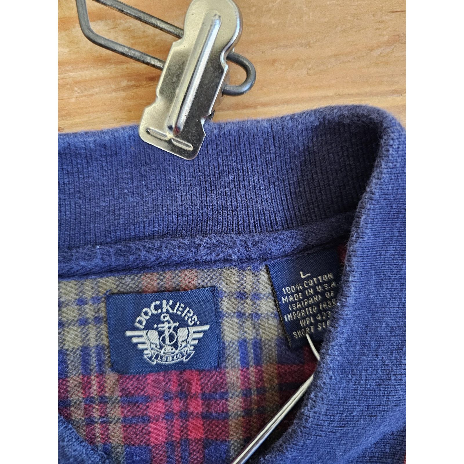 Dockers Levis Dockers Polo Shirt, Plaid Blue Red Gold Sz L 1990s Size US L / EU 52-54 / 3 - 3 Thumbnail
