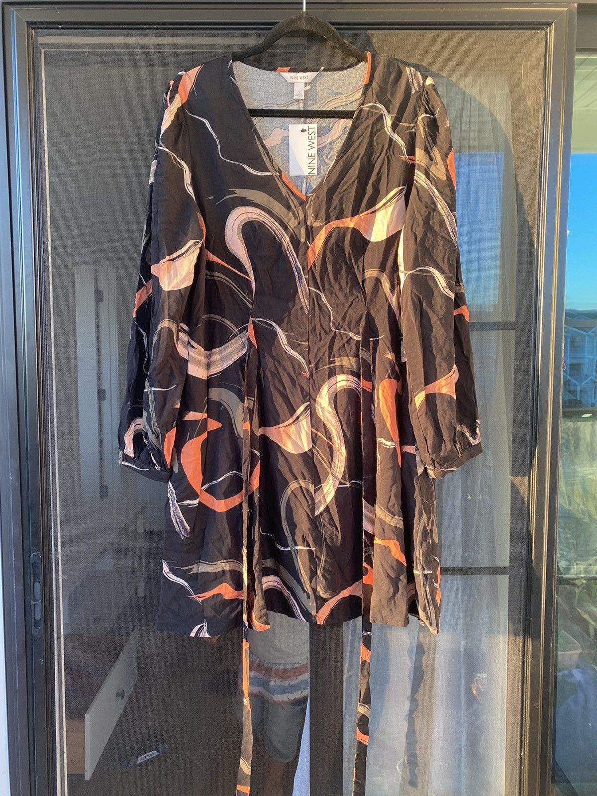 Nine West NWT Nine West Long Sleeve Geometric Belted Dress For Woman L Size L / US 10 / IT 46 - 2 Thumbnail
