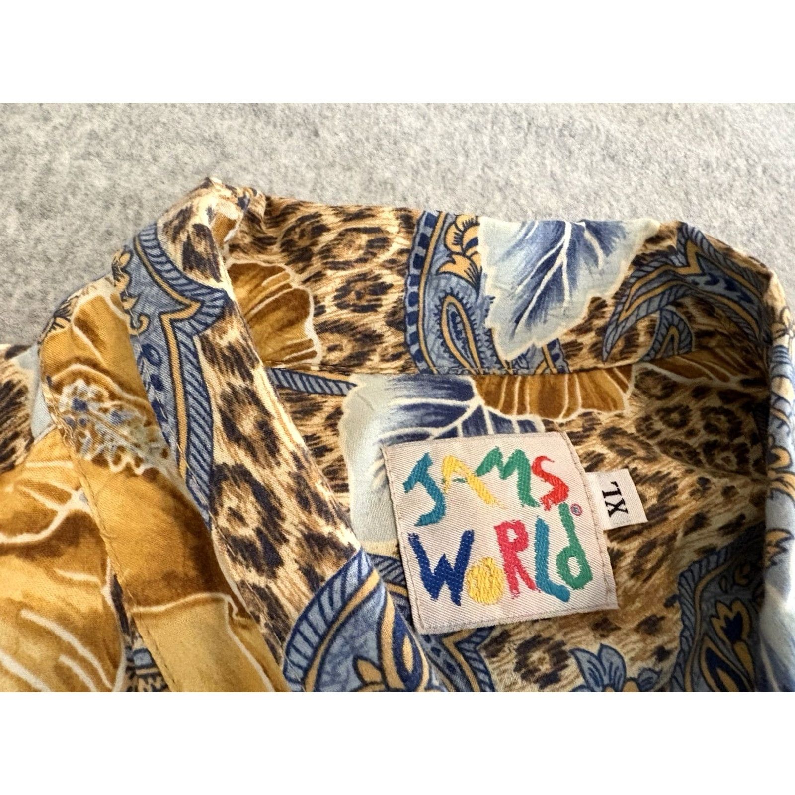 Jams World Jams World Jungle Hibiscus Floral Cheetah Paisley Short Sleeve Shirt Mens XL Size US XL / EU 56 / 4 - 2 Thumbnail
