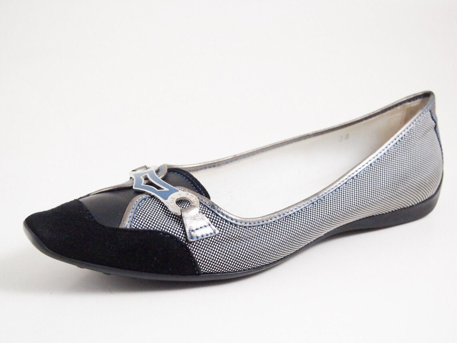 Tod's Tod's Moccasin Flats Black Suede Gray Canvas EU 38 US 8 Size US 8 / IT 38 - 1 Thumbnail