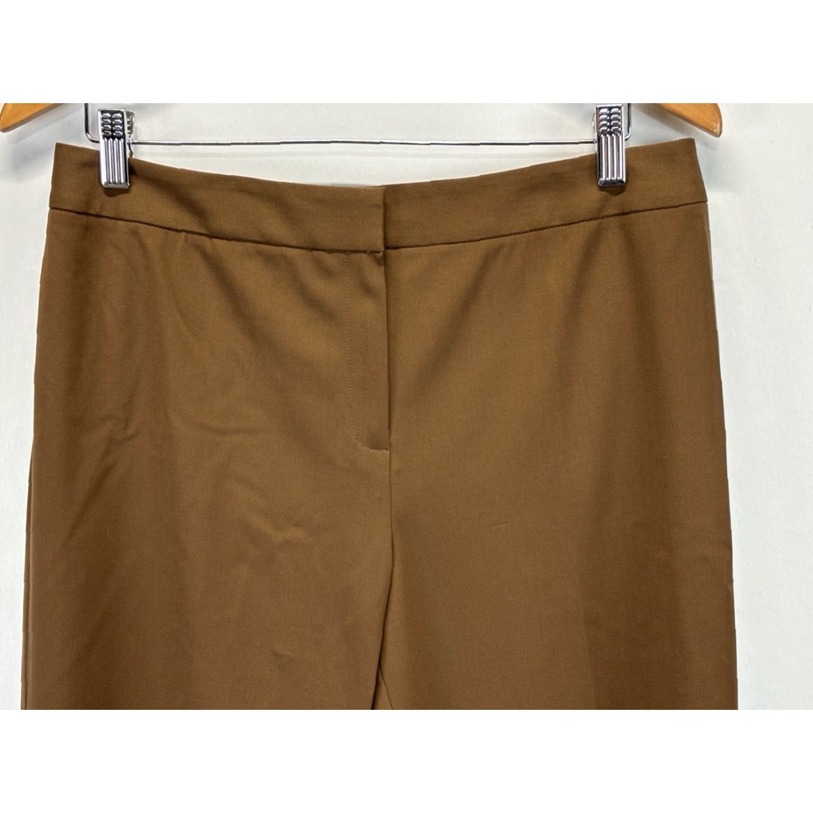 Vintage Lafayette 148 New York Dress Pants Women’s 10 Brown Wool Solid Straight Leg 32”x27.5” Regular Zip Hook & Eye Front Flat Front Size 32" / US 10 / IT 46 - 2 Thumbnail