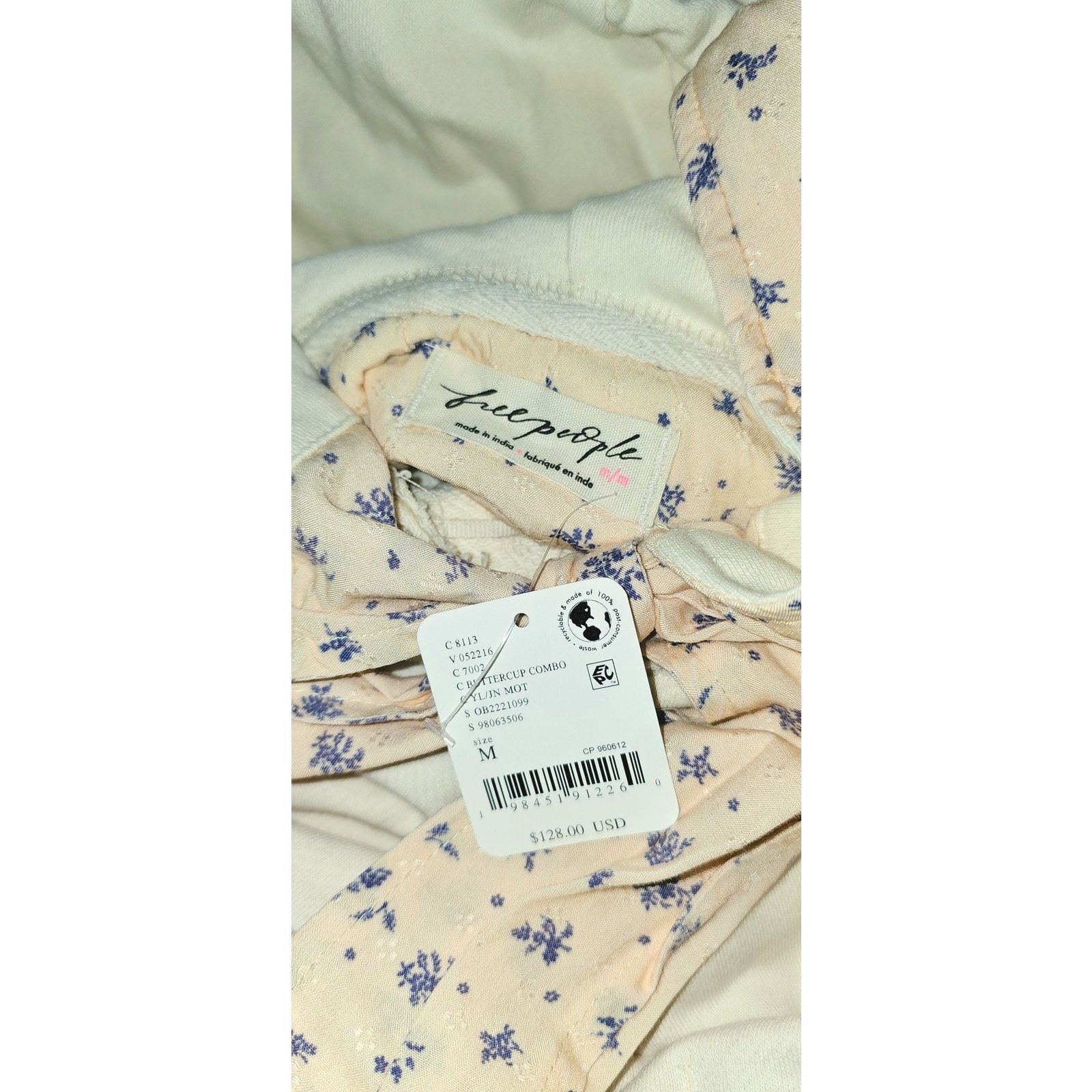 Free People NWT Headscarf Hoodie $128 MEDIUM Buttercup Combo Size M / US 6-8 / IT 42-44 - 5 Thumbnail