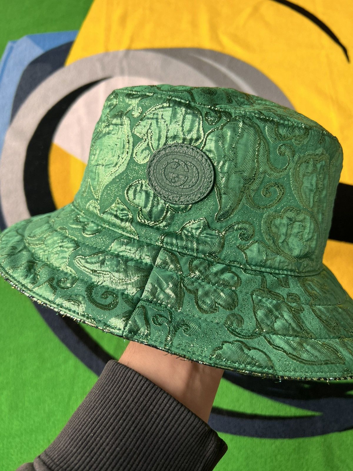 Gucci Gucci Pile Jacquard Bucket Hat Reseda/Dark Green monogram Size ONE SIZE - 14 Thumbnail