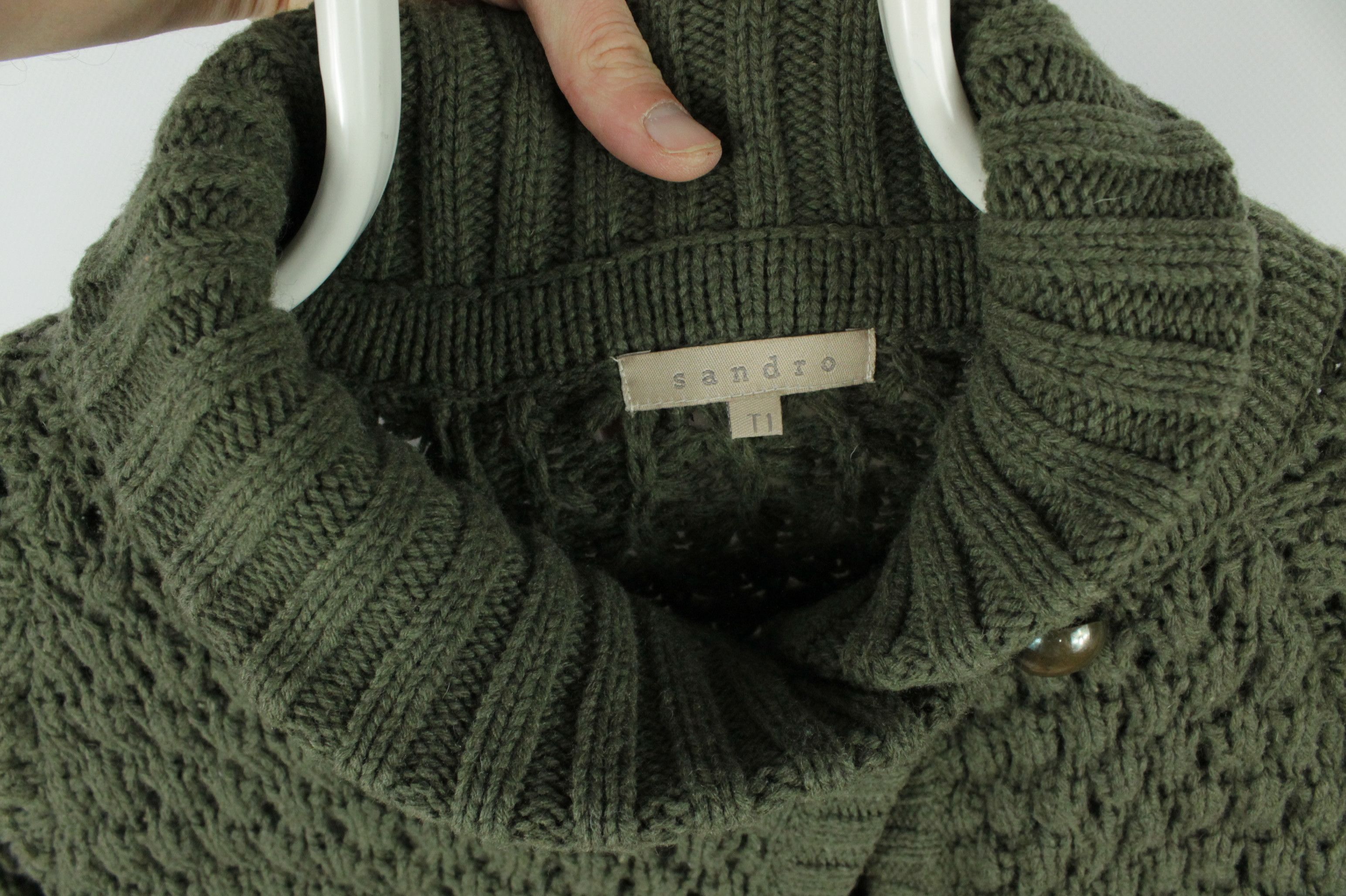 Sandro Sandro Knit Wool High Neck Green Sweater Women's Size S / US 4 / IT 40 - 3 Thumbnail
