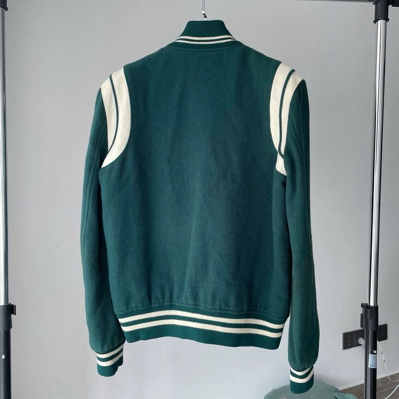 Saint Laurent Paris Saint Laurent Paris Dark green patchwork wool Teddy jacket Size US S / EU 44-46 / 1 - 2 Thumbnail