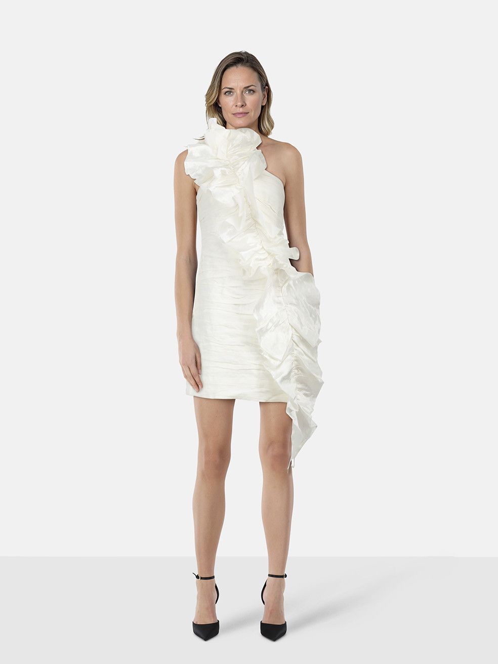 Aje White Adelia Ruffle Mini Dress Size S / US 4 / IT 40 - 1 Thumbnail