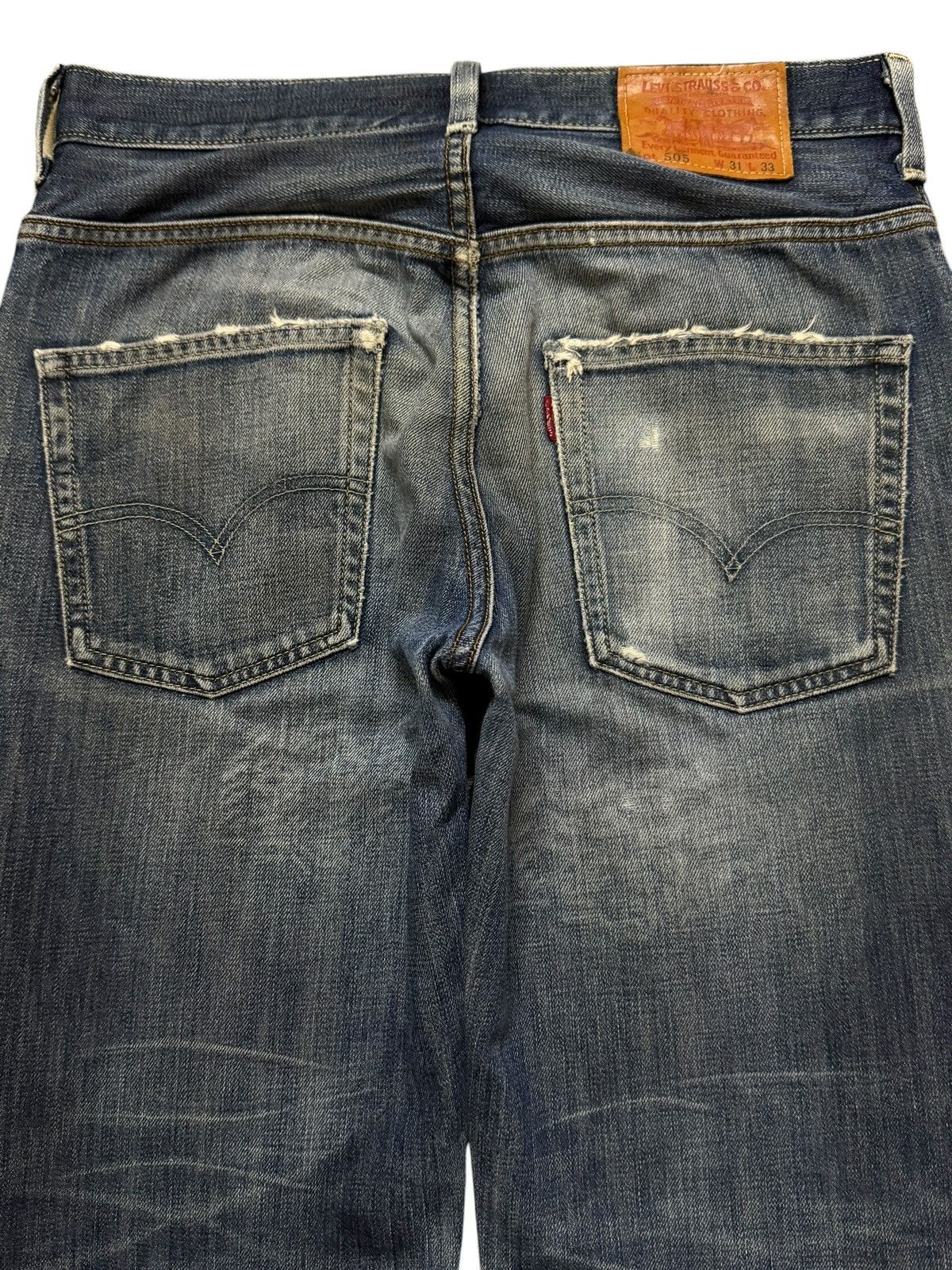 Levi's Vintage Levis 505 Blue Faded Distressed Regular Straight Leg Size US 31 - 4 Thumbnail