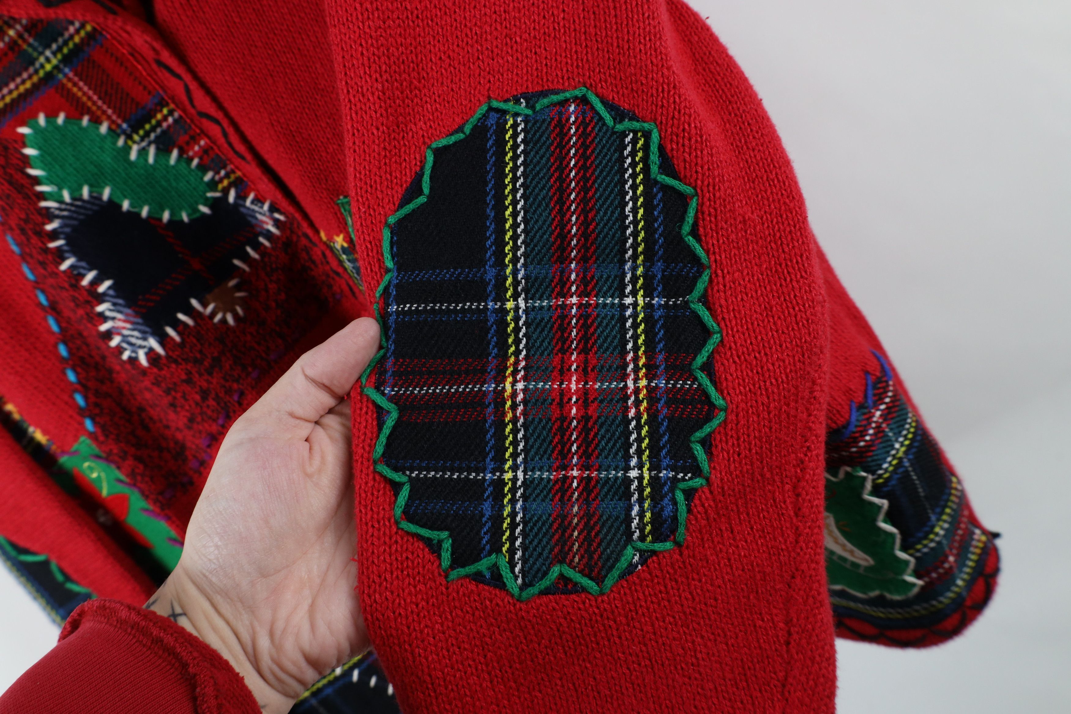 Vintage Vintage 90s Streetwear Snowman Patchwork Cardigan Sweater Size XL / US 12-14 / IT 48-50 - 4 Thumbnail