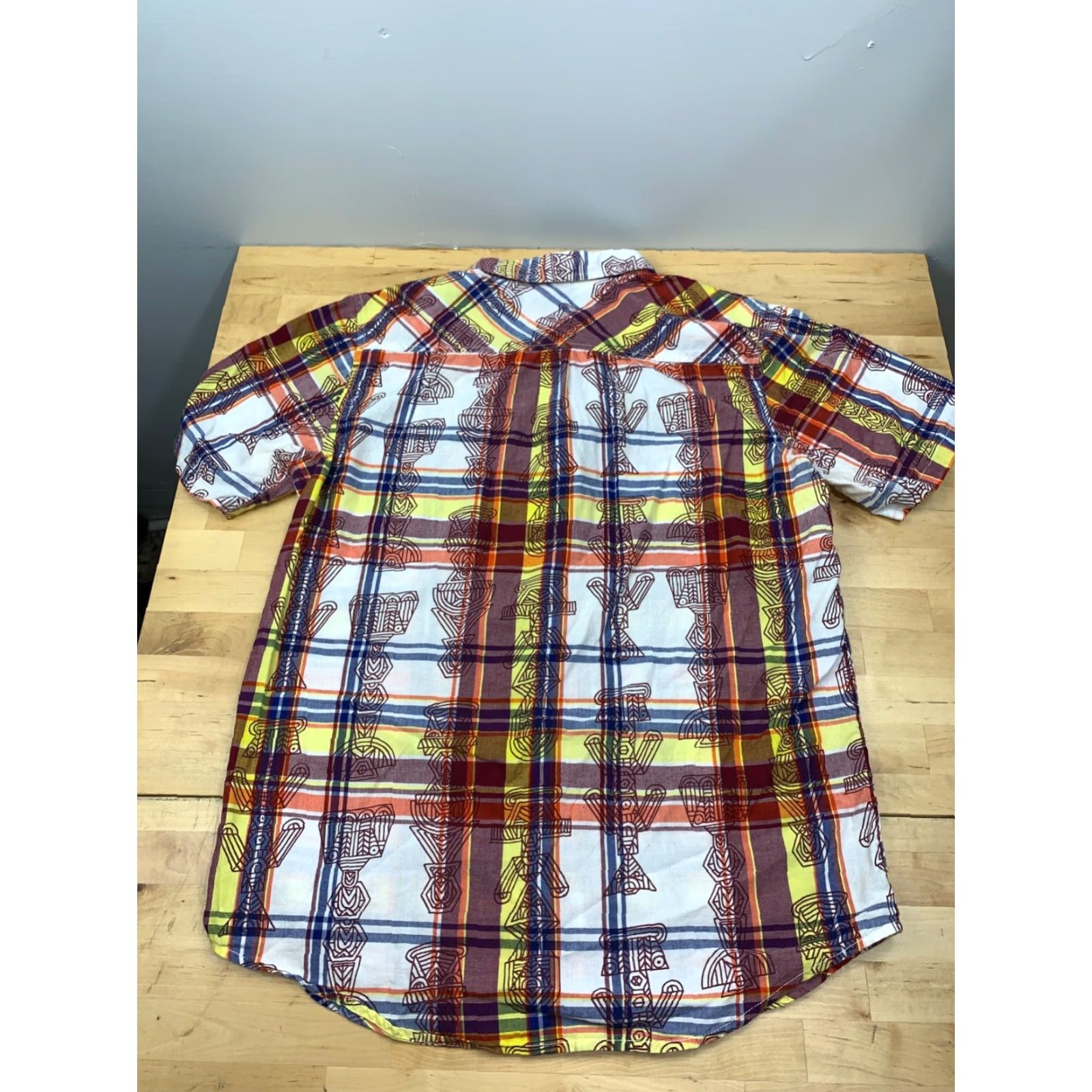 Vintage LRG Mens Button-Down L Plaid Southwest Short Sleeve Casual Shirt #4041 Size US 33 - 2 Thumbnail