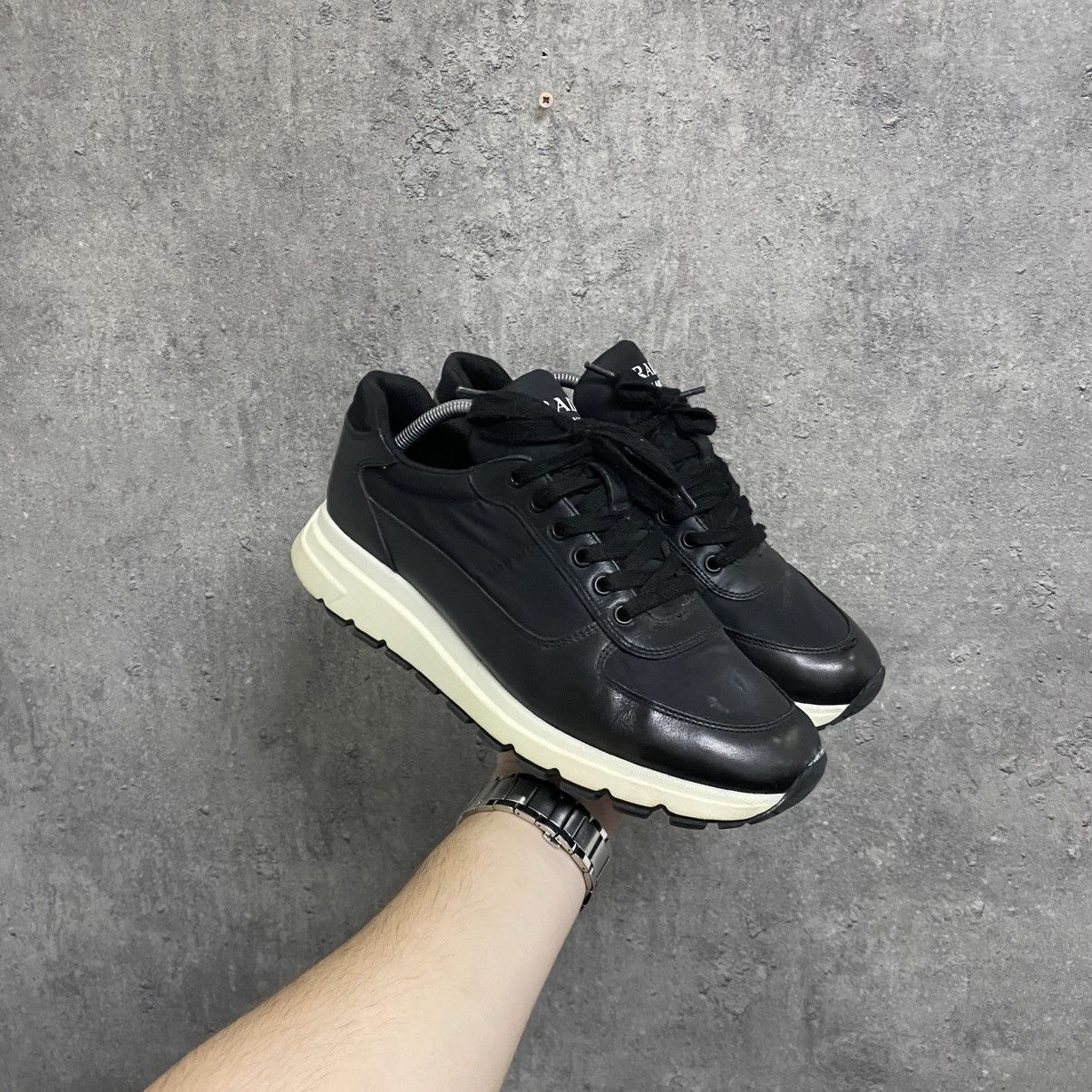 Prada Prada Milano Black Leather Shoes Trainers Prax 01 Size US 7.5 / EU 40-41 - 1 Thumbnail