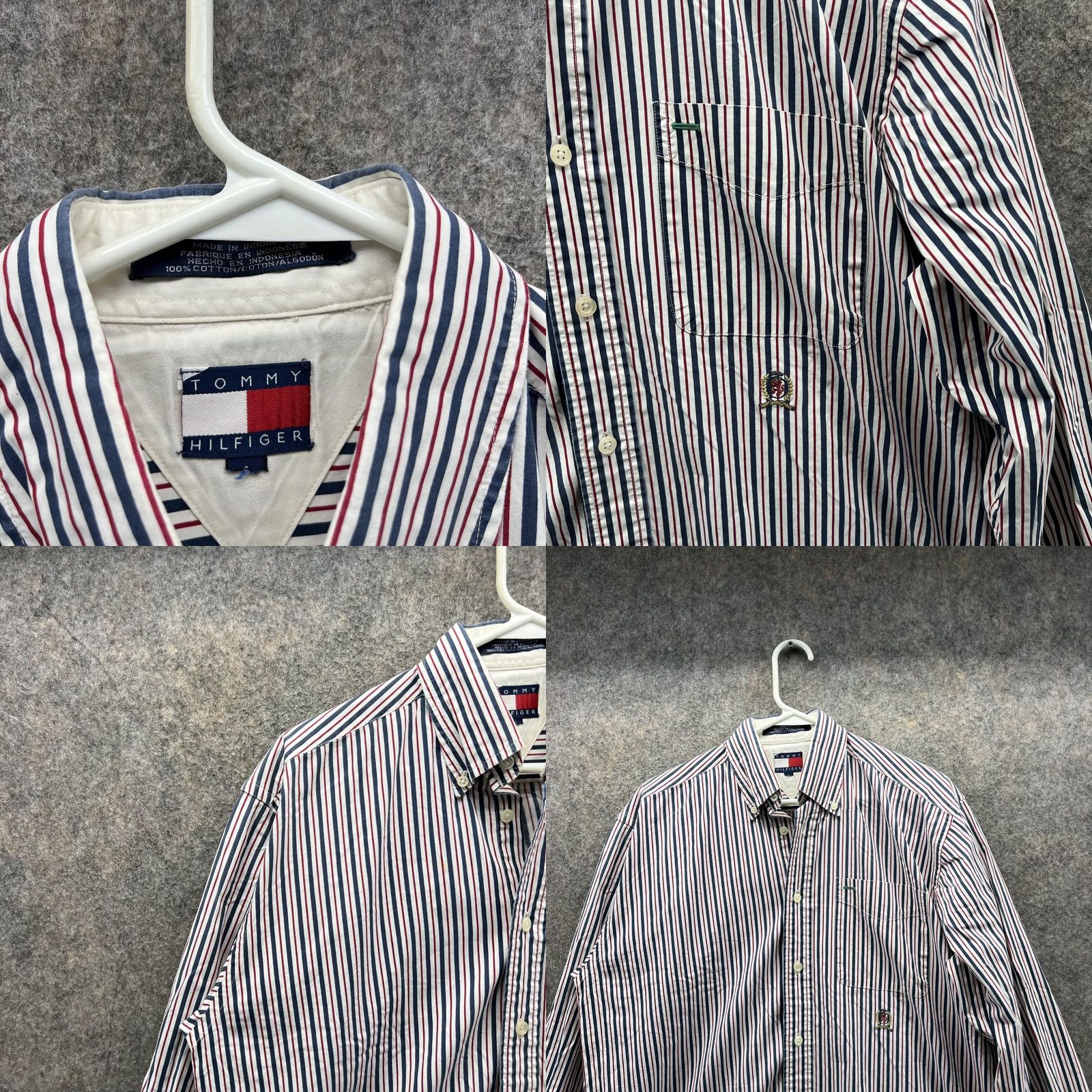 Tommy Hilfiger VINTAGE Tommy Hilfiger Shirt Men Large White Red Blue Striped Casual Button Down 90s Mens Size US L / EU 52-54 / 3 - 8 Thumbnail