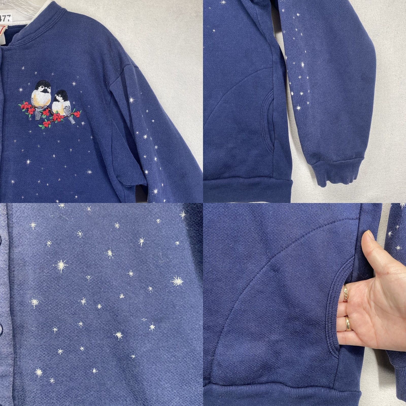 Vintage VINTAGE Top Stitch Cardigan Women’s Knit Black Embroidered Bird Pockets Medium Size M / US 6-8 / IT 42-44 - 8 Thumbnail