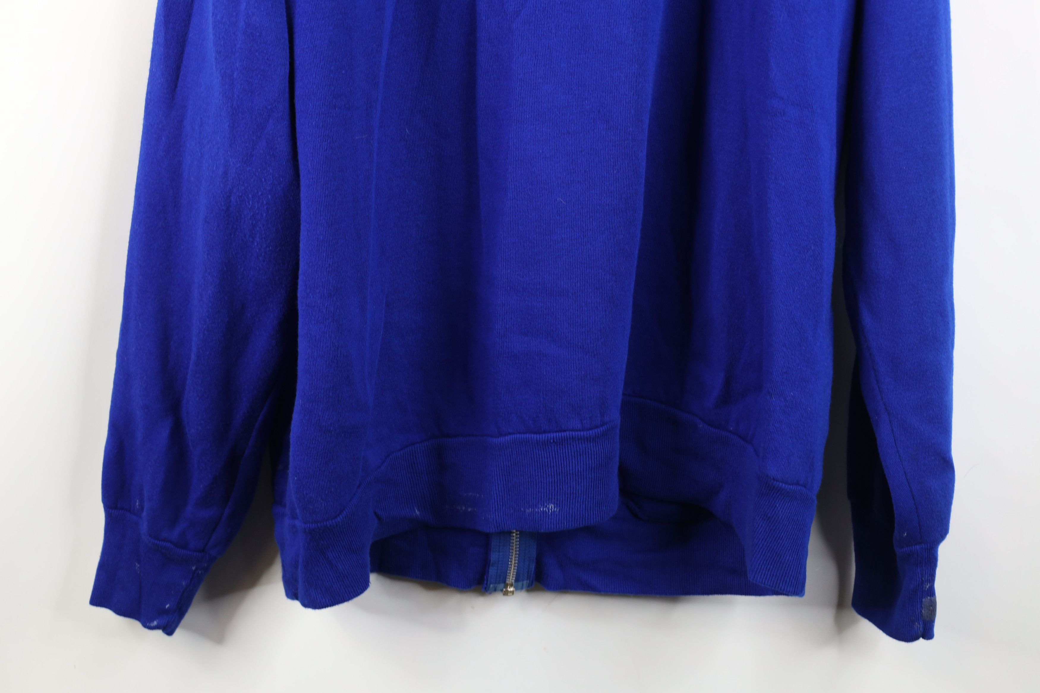 Vintage Vintage 70s Streetwear Blank Full Zip Hoodie Sweatshirt Blue Size US XL / EU 56 / 4 - 16 Thumbnail
