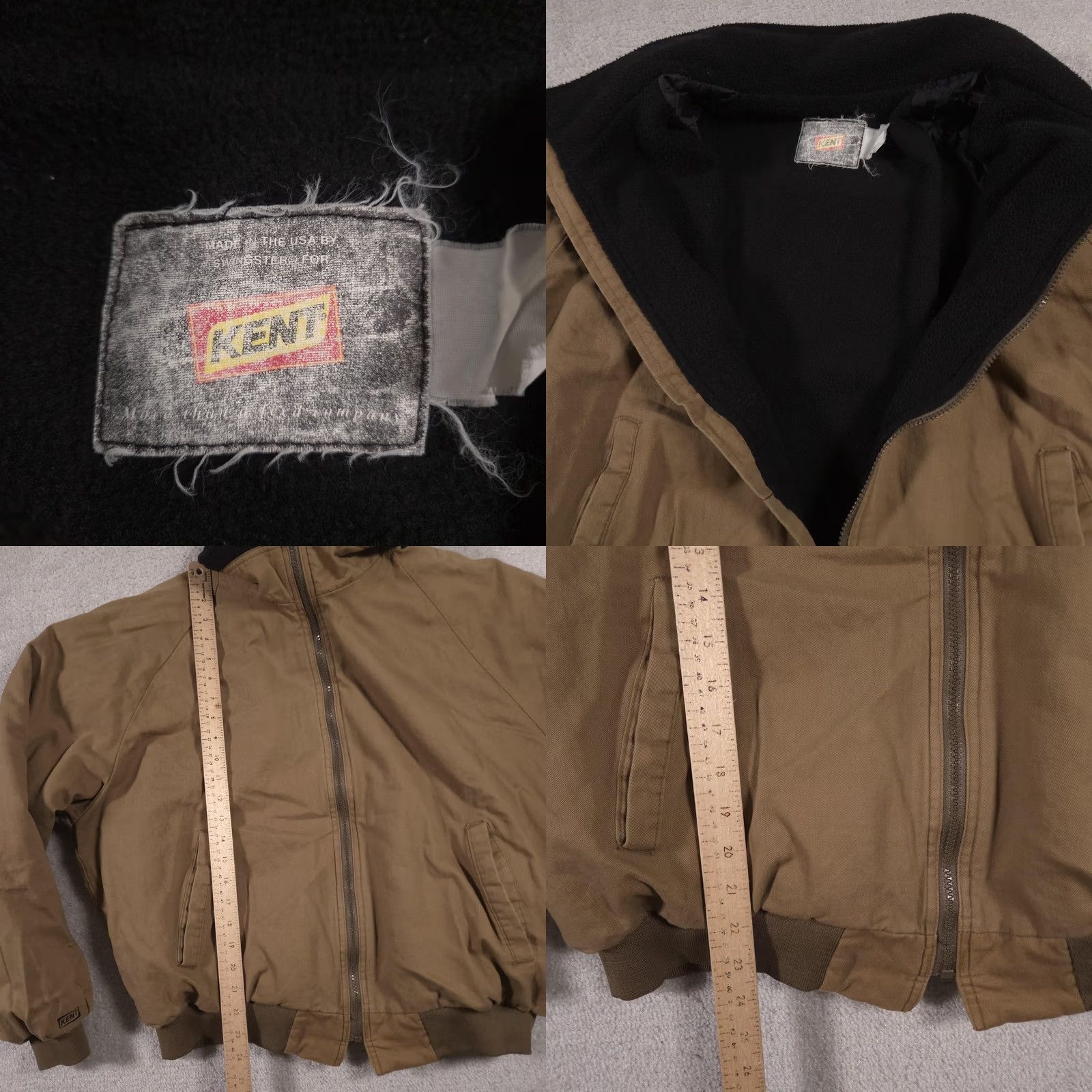 Vintage Kent Jacket Mens XL Brown Workwear Canvas Sherpa Lined Made USA Winter Bomber Jacket with Logo Zipper Pockets Worn Size US XL / EU 56 / 4 - 8 Thumbnail