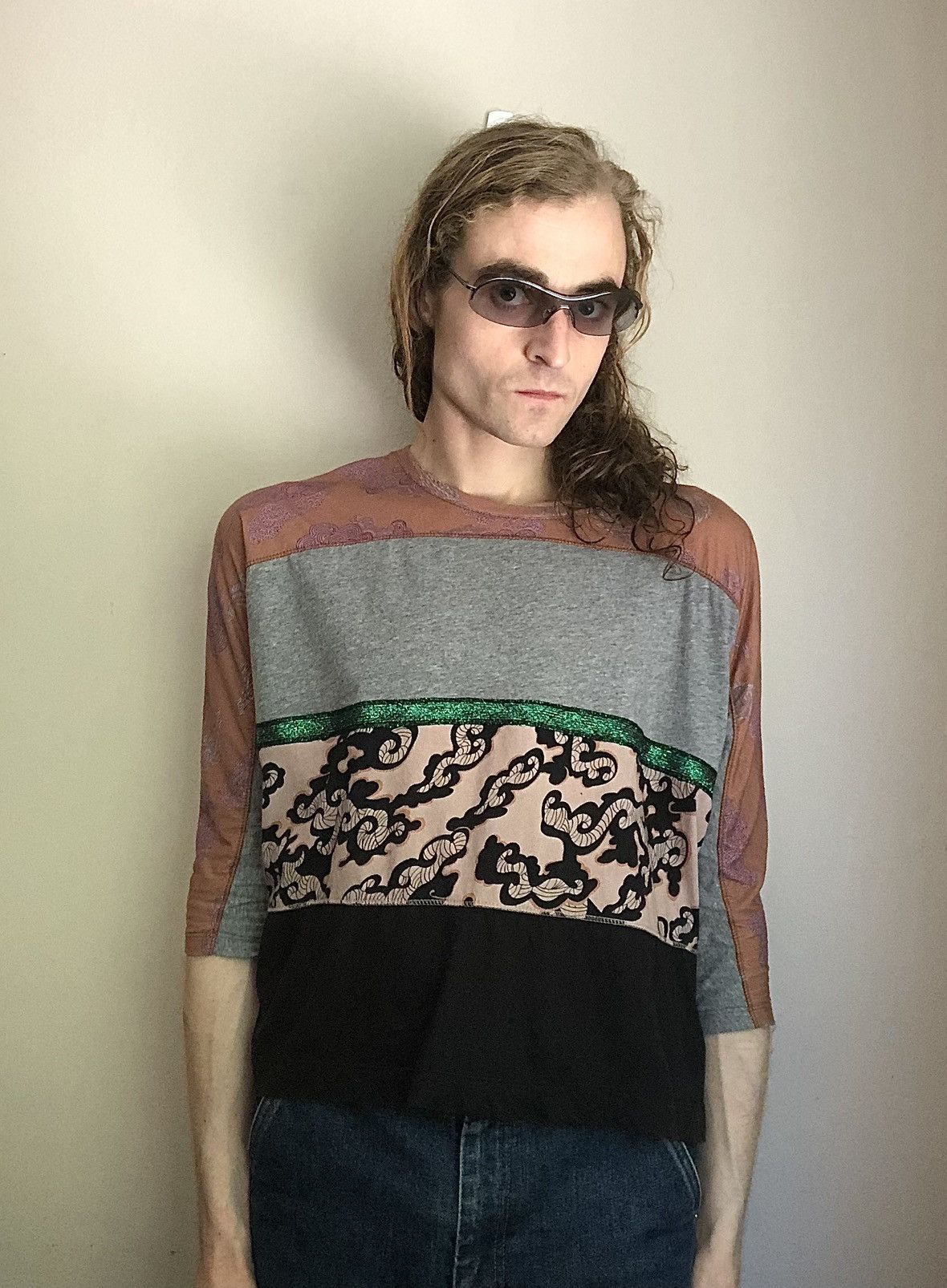 Dries Van Noten Dries Van Noten Glittered Striped Multi Print Shirt Size US S / EU 44-46 / 1 - 15 Thumbnail