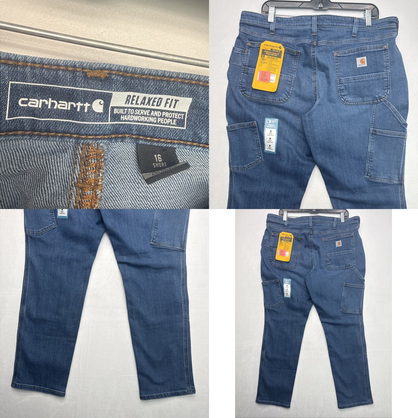 Carhartt Carhartt Jeans BD5110-W 16 Short Relaxed Fit 29x29.75 Blue Denim NWT Logo 5-Pocket Straight Cotton Blend Rugged Flex Women NWT Size 38" / US 16 / IT 52 - 8 Thumbnail
