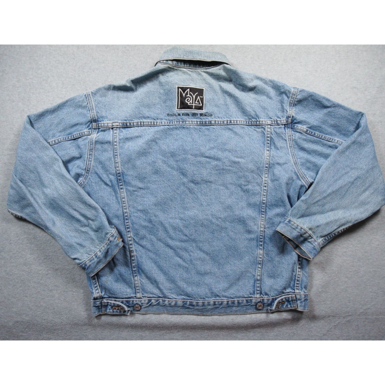 Denime VINTAGEAlias Wavefront Jacket Mens Large Blue Denim Jean Trucker Software Tech Shirt Size US 33 - 6 Thumbnail