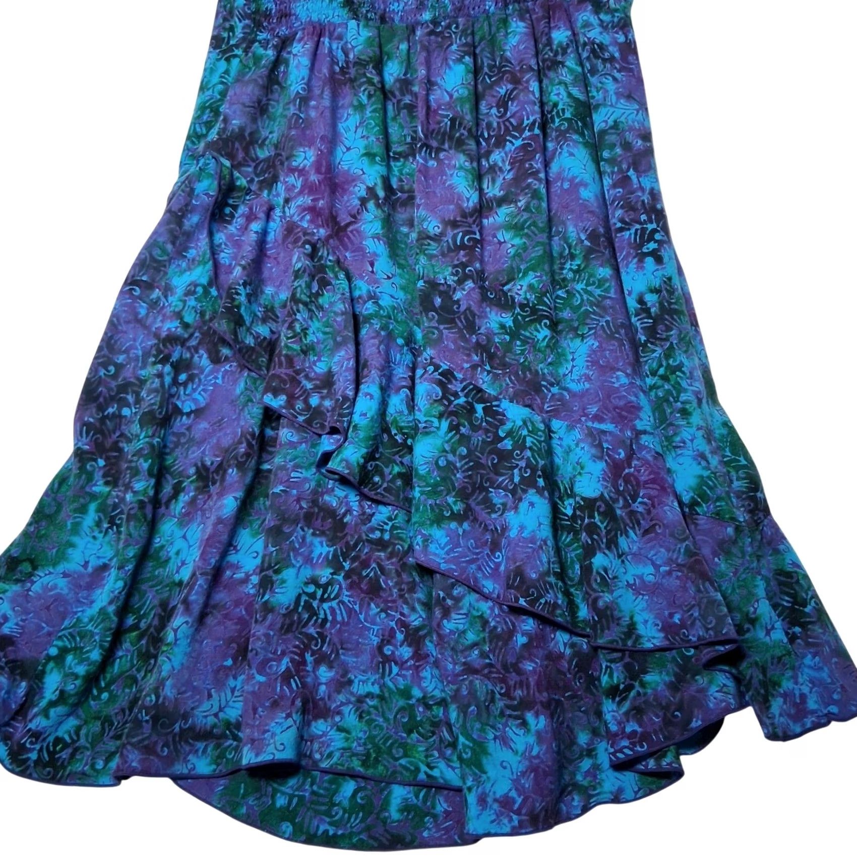 Vintage Peppermint Bay Dress Small Blue Batik Ruffled Sleeveless Bohemian Sundress Womens Size S / US 4 / IT 40 - 7 Thumbnail