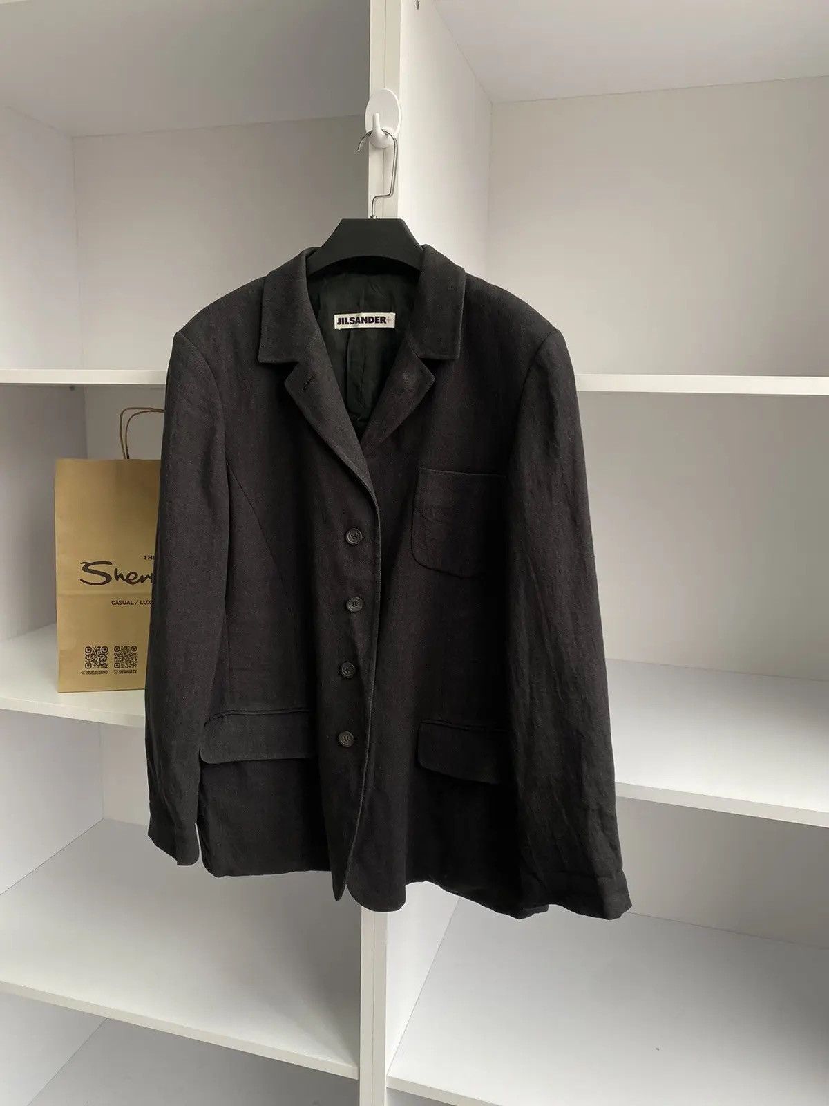 Designer × Jil Sander × Vintage Vintage Jil Sander Women’s Luxury Designer Grey Blazer Size L / US 10 / IT 46 - 3 Thumbnail