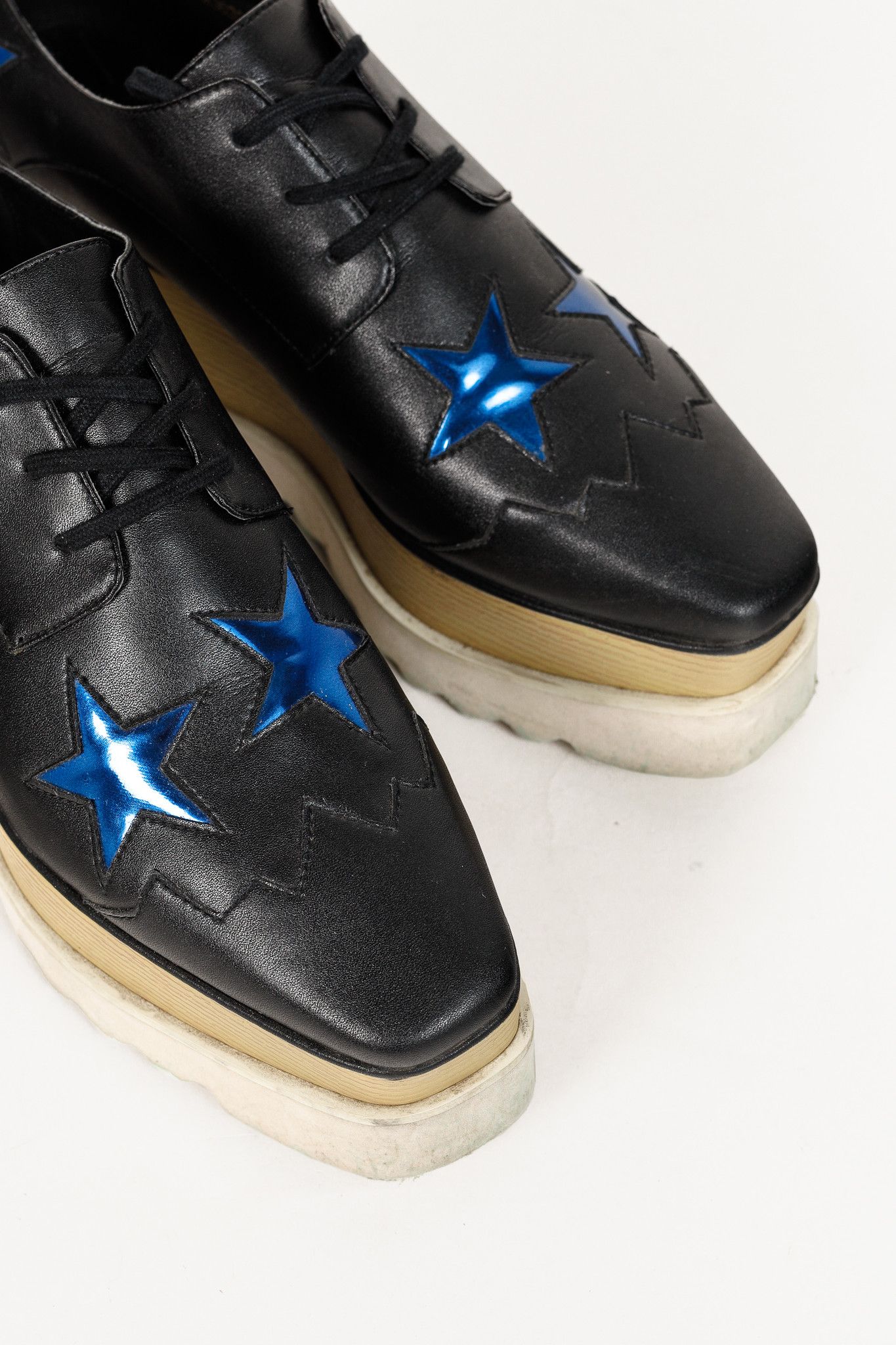 Stella McCartney Elyse Star Vegan-Leather Lace-Up Platforms