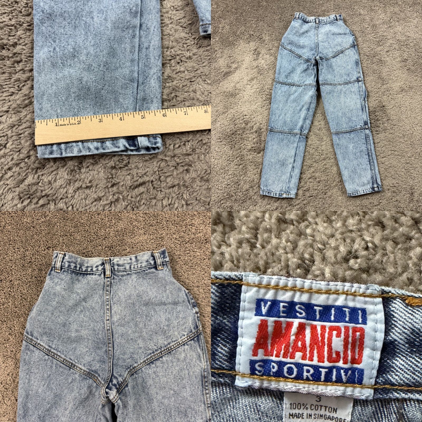 Vintage VINTAGE Amancio Jeans Womens 3 Tapered Acid Wash High Rise Euro Snap Panel 20x26 Size 26" / US 2 / IT 38 - 8 Thumbnail