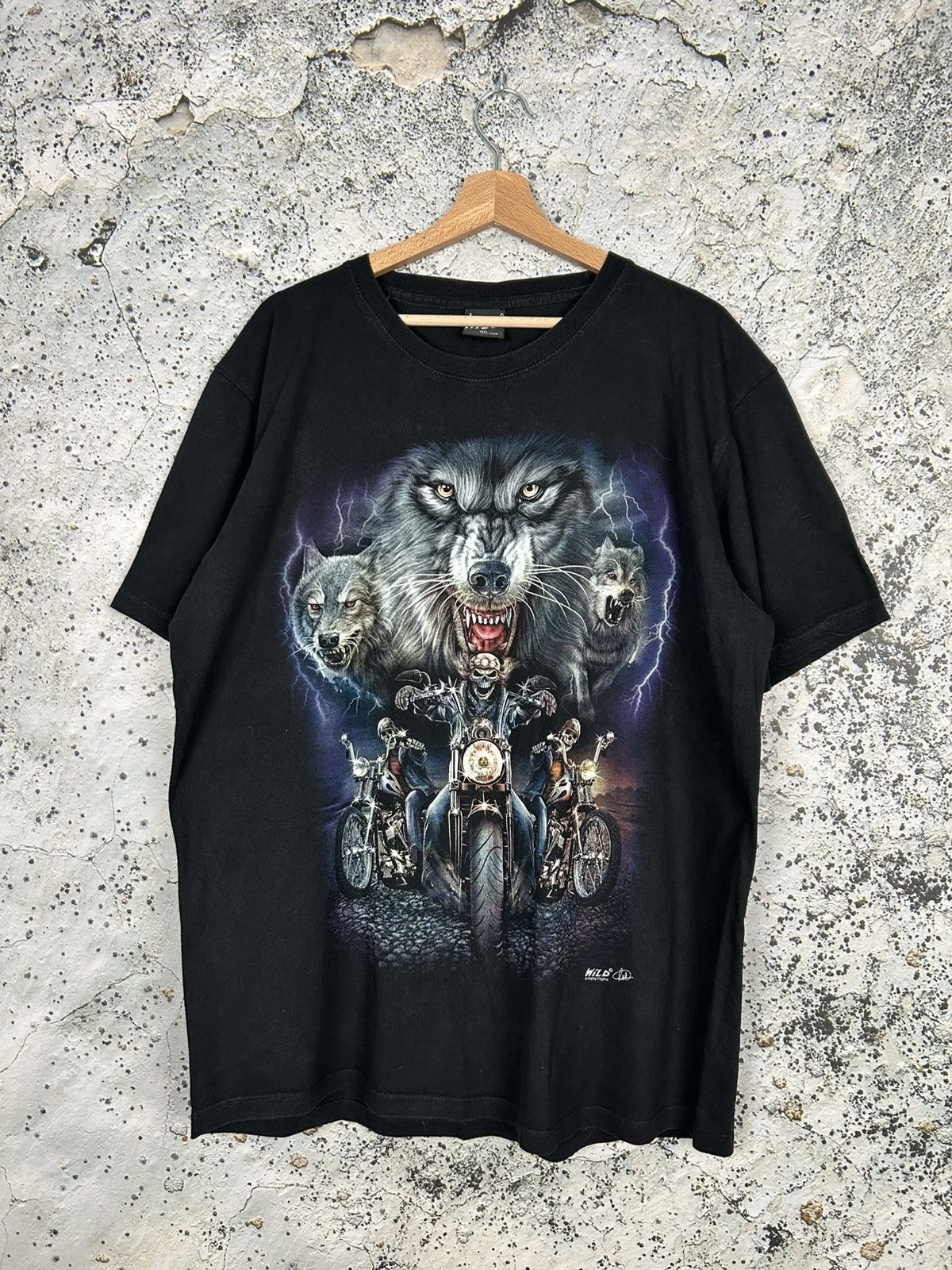 Vintage Vintage Wild Wolf Harley Motorcycles Graphic Tee Goth Grunge Size US XL / EU 56 / 4 - 1 Thumbnail