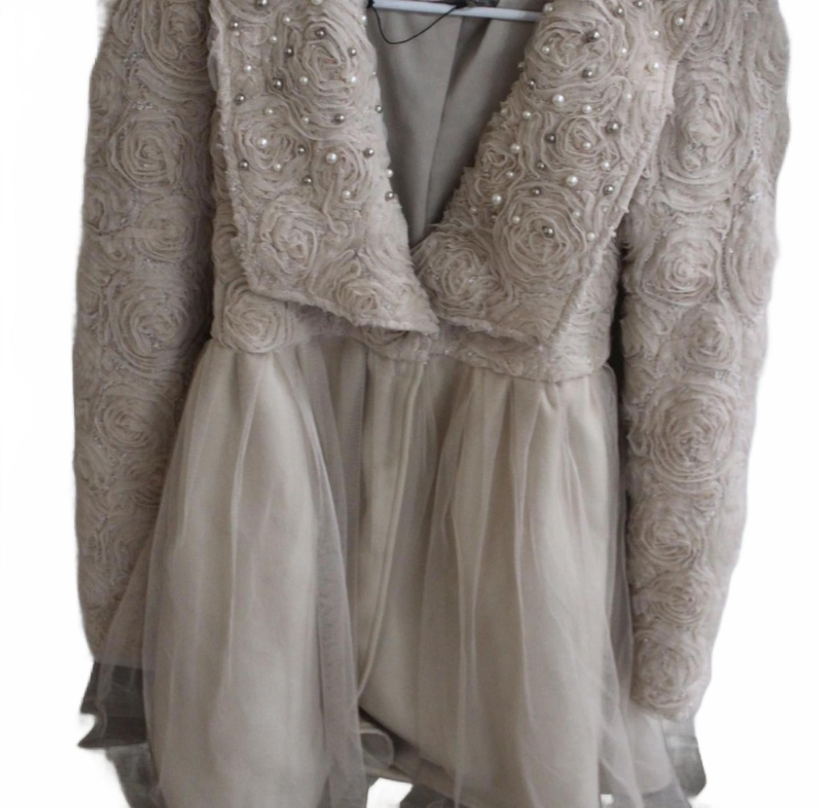 Ryuichiro Shimazaki Ryu Beige Embroidered and Pearl-Accented Dress w Tulle Small Size S / US 4 / IT 40 - 1 Thumbnail