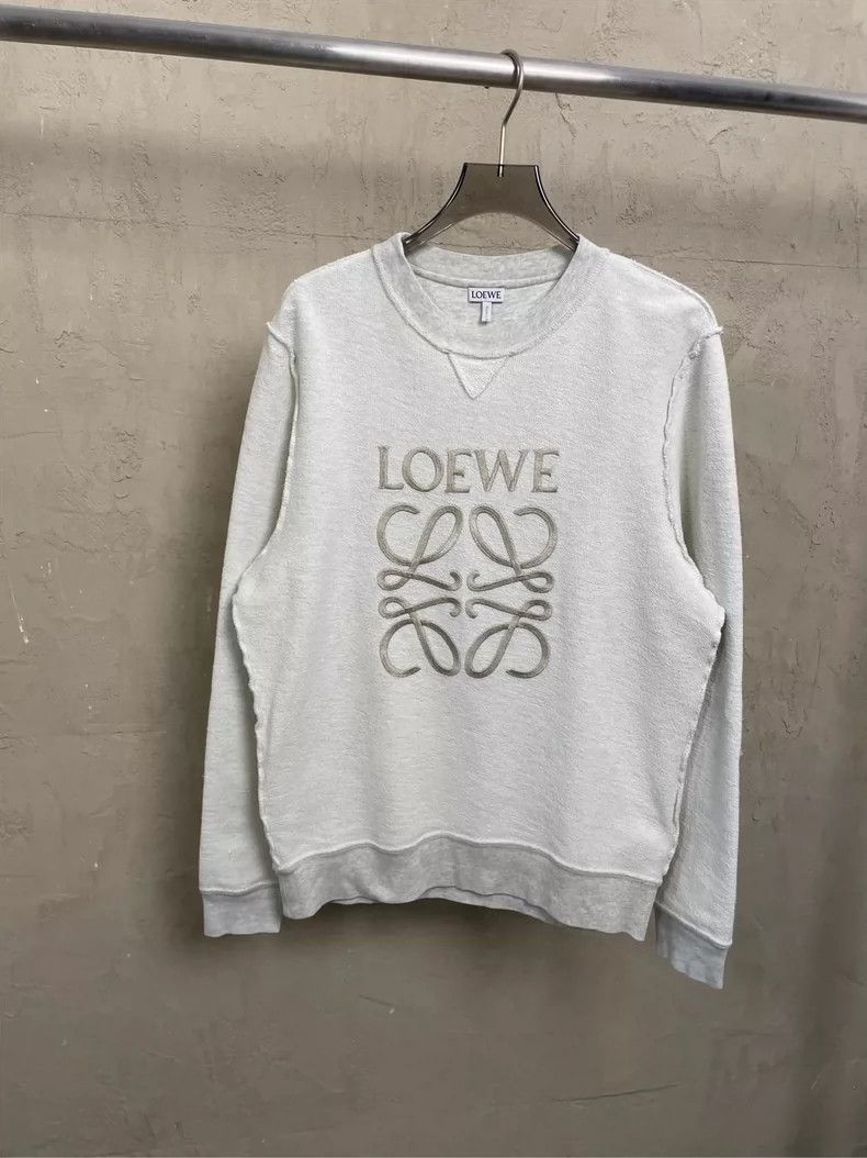 Loewe LOEWE Gray white reverse embroidered large Logo round neck Size S / US 4 / IT 40 - 1 Thumbnail