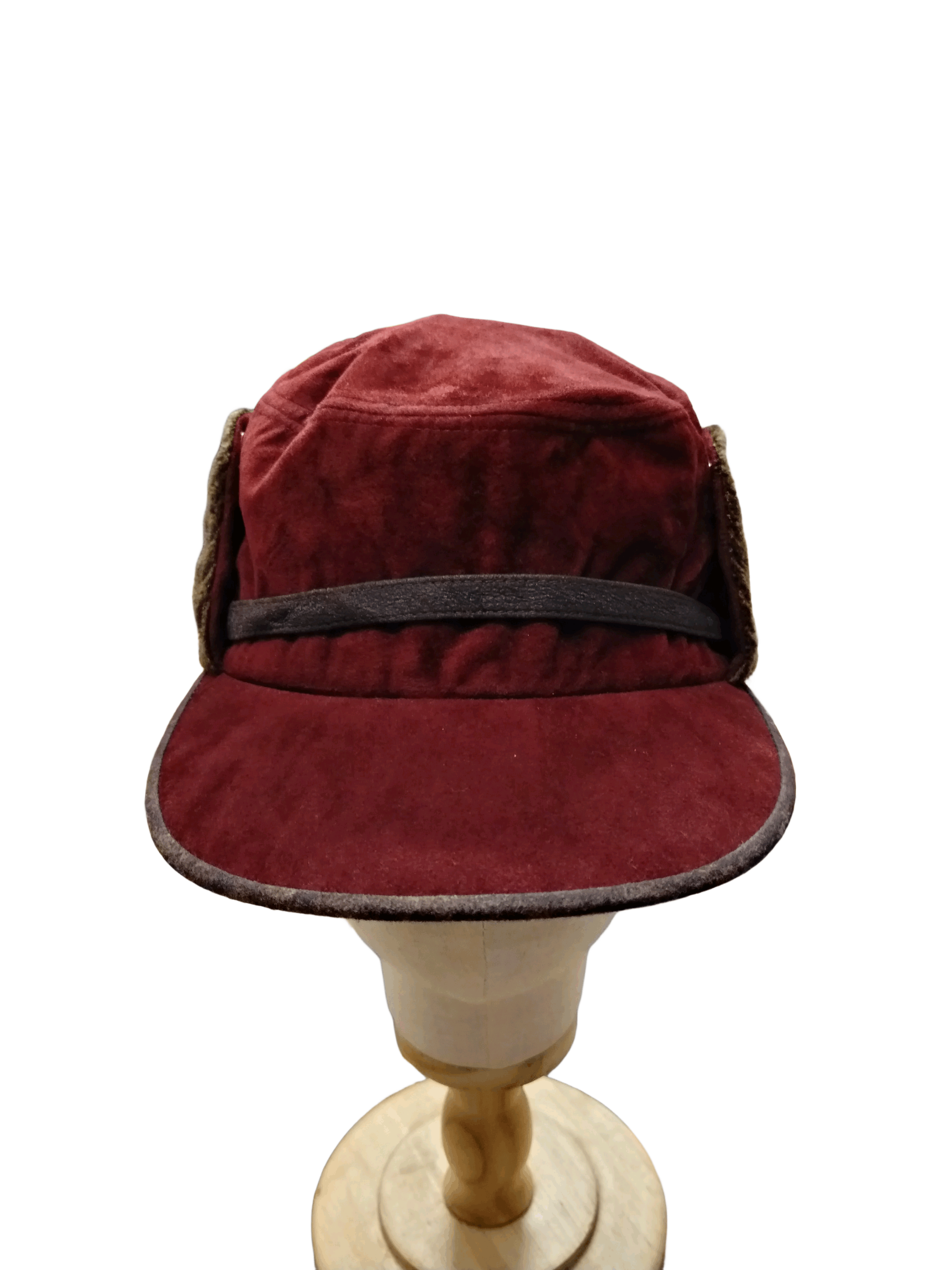 Japanese Brand Elegant burgundy velvet trapper hat with foldable earflaps Size ONE SIZE - 6 Thumbnail