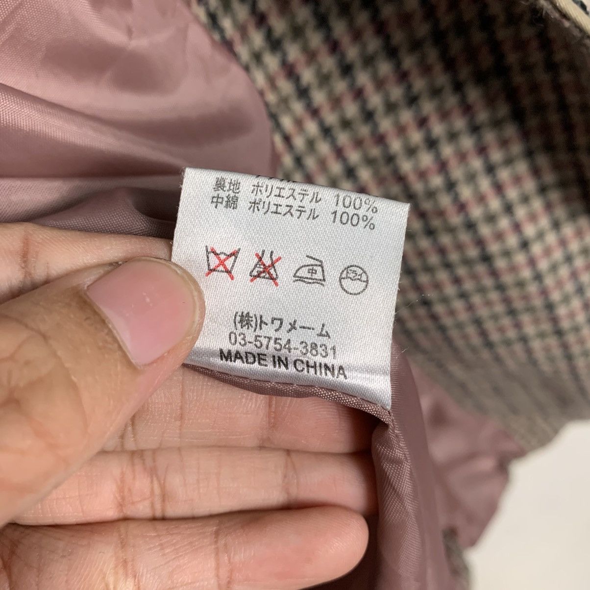 Japanese Brand Reve De Bijoux Double Breasted Houndstooth Tweed Coat Size S / US 4 / IT 40 - 17 Thumbnail