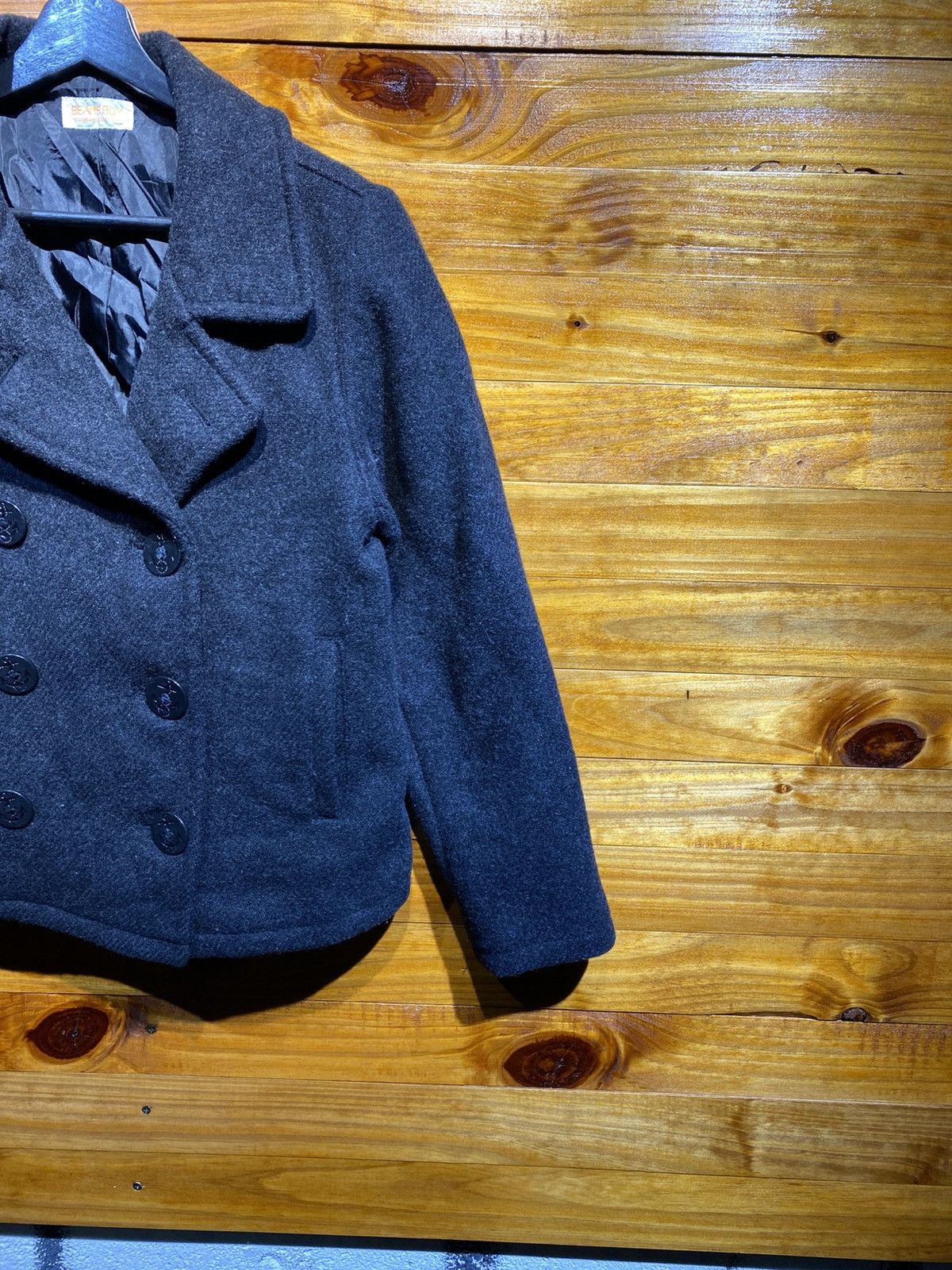 Beams Japan Vintage Beams Boy Pea Coat Wool Blend Dark Charcoal Grey Size S / US 4 / IT 40 - 6 Thumbnail