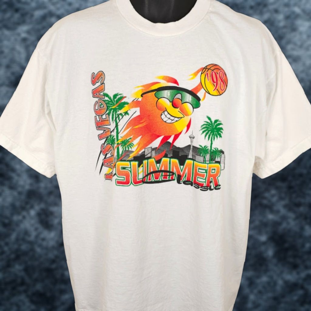 Vintage VINTAGE Alstyle Apparel & Activewear Basketball Summer Classic T Shirt Mens XL White 90s Las Vegas Mens Size US XL / EU 56 / 4 - 1 Thumbnail