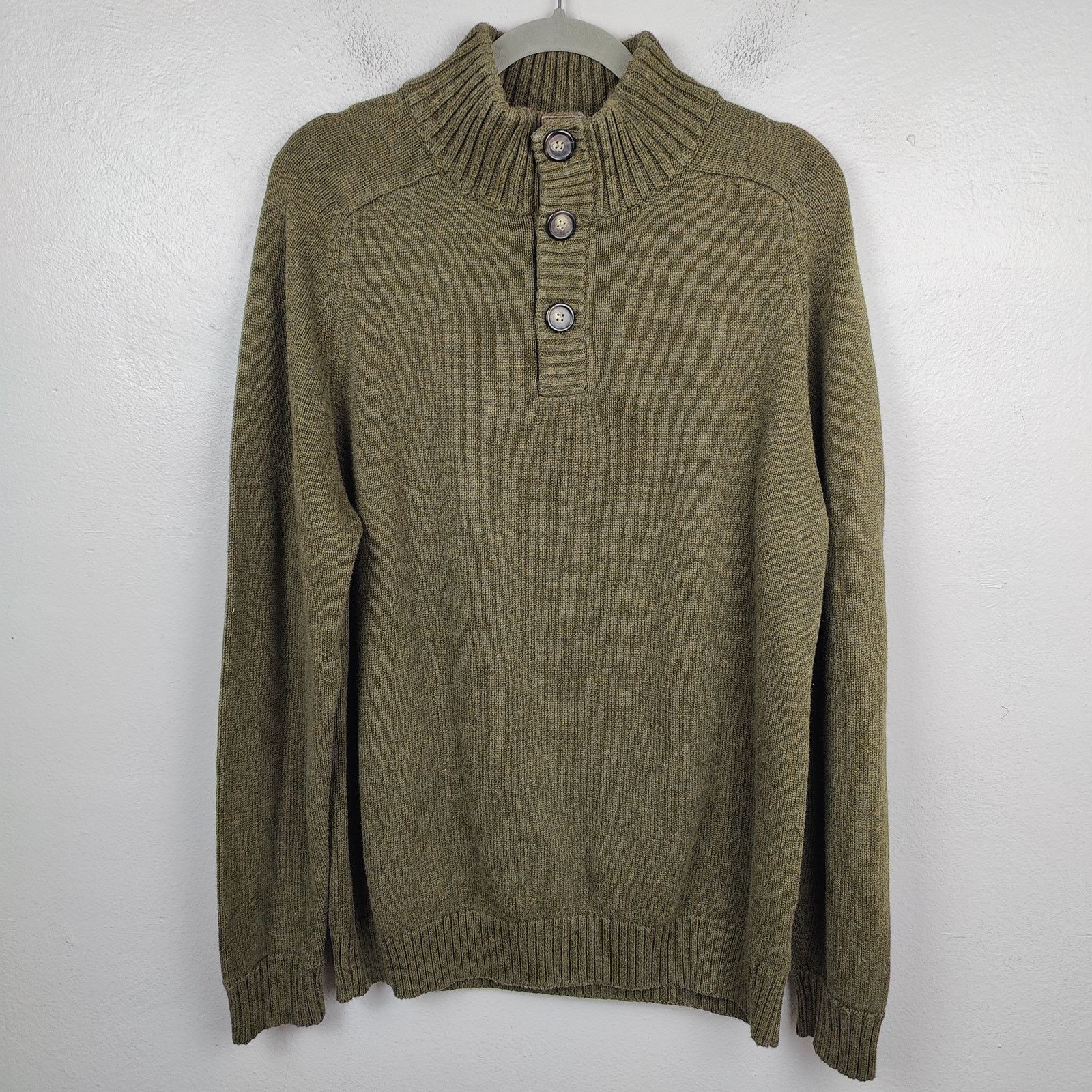 J.Crew J Crew Knit Henley Sweater Mens Large Olive Green Size US L / EU 52-54 / 3 - 1 Thumbnail