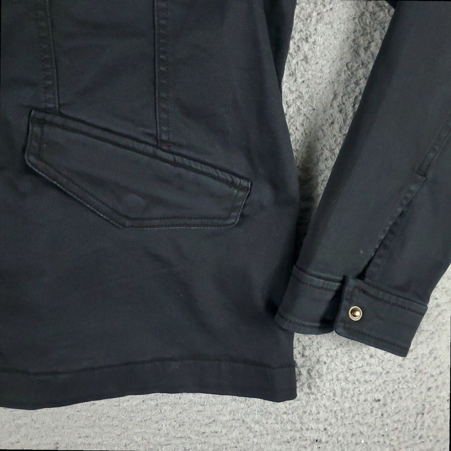 Lucky Brand Lucky Brand Womens Black Canvas Button Jacket, XL, All Seasons, Pockets Size XL / US 12-14 / IT 48-50 - 4 Thumbnail