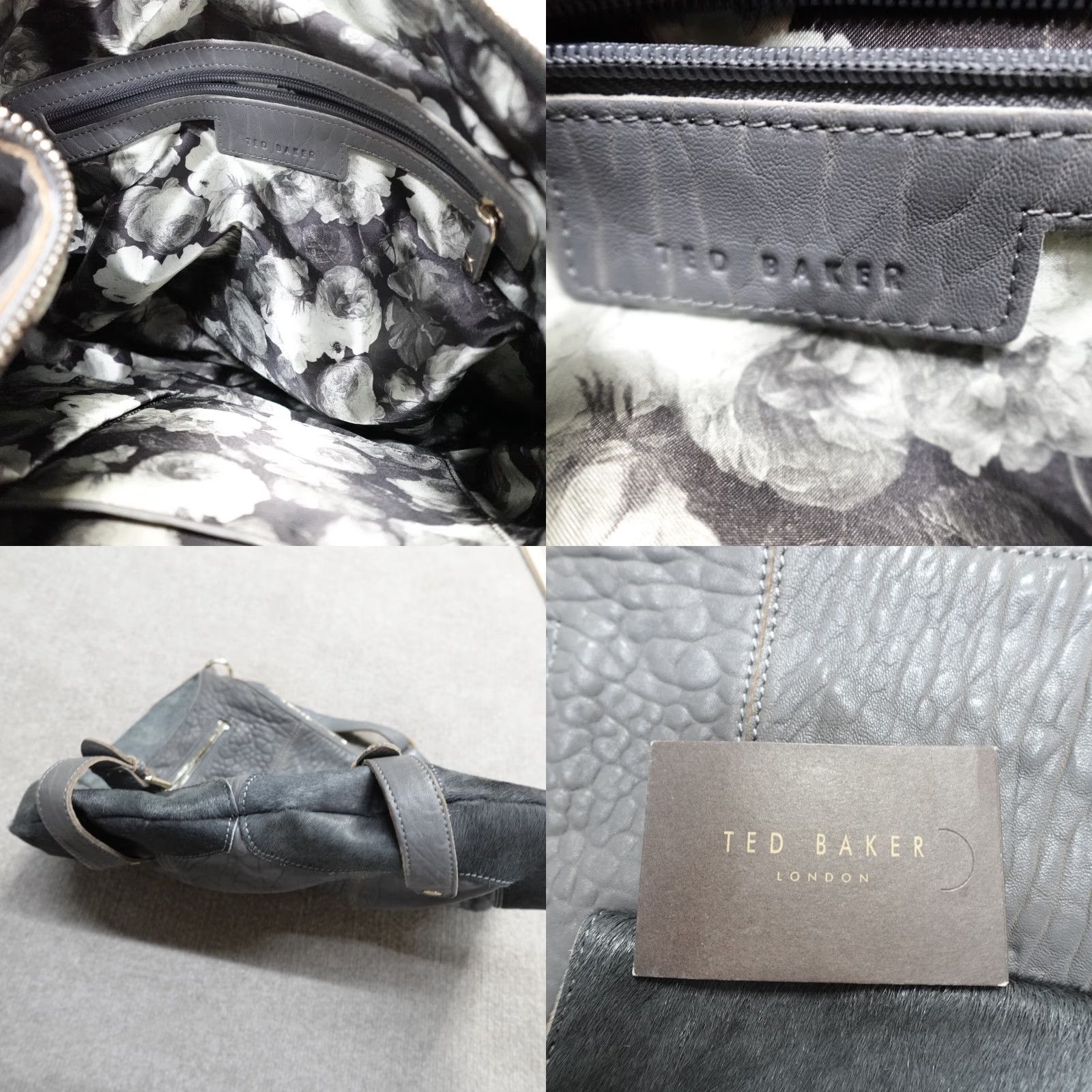 Ted Baker Ted Baker Womens Bag Handbag Gray Leather Hair On Hide Hobo NEW Bag Womens Medium Gray Leather Hobo 90s? Size ONE SIZE - 8 Thumbnail
