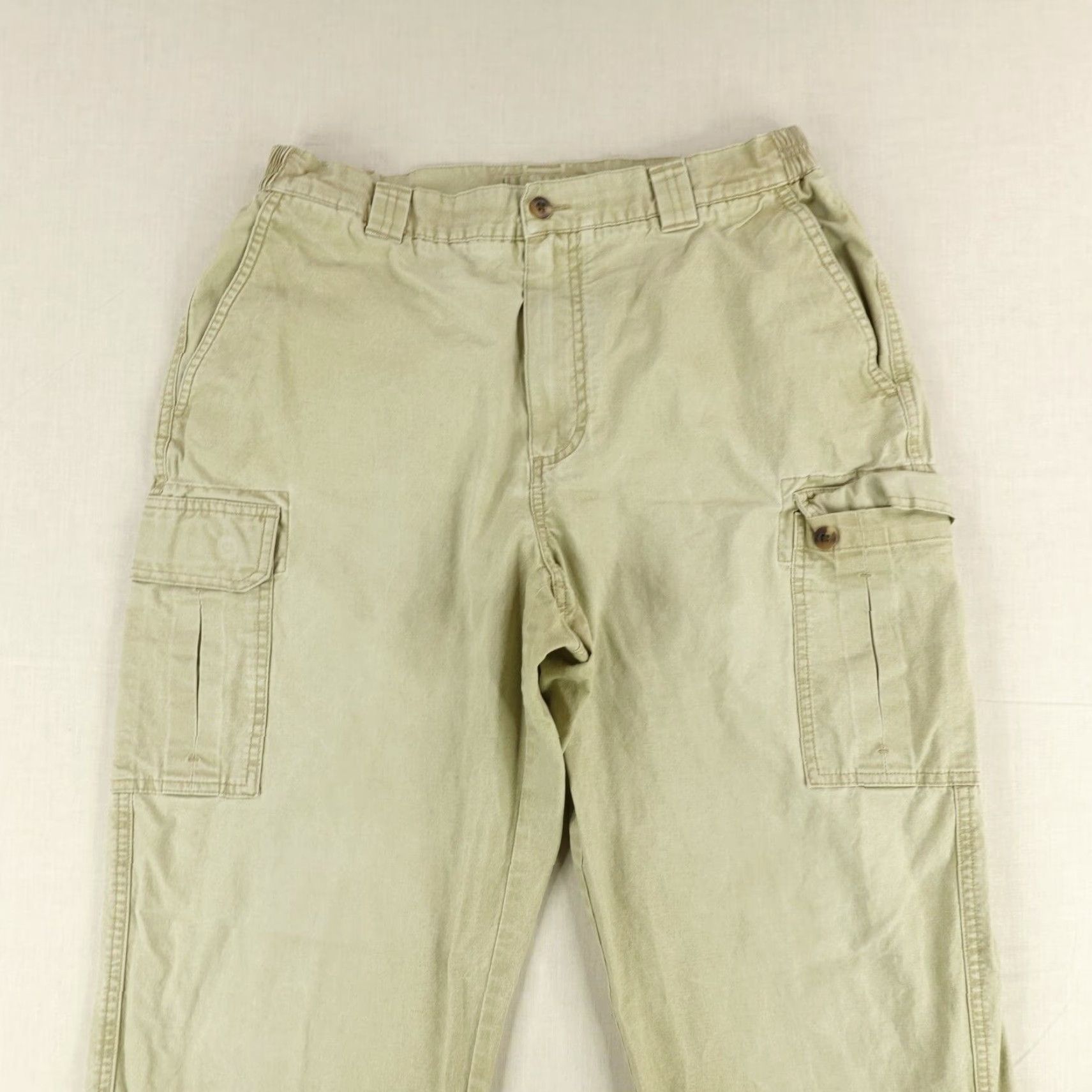 Vintage LL Bean Pants Mens 35x29 Cargo Work Tropic Weight Comfort Waist Beige Size US 35 - 2 Thumbnail