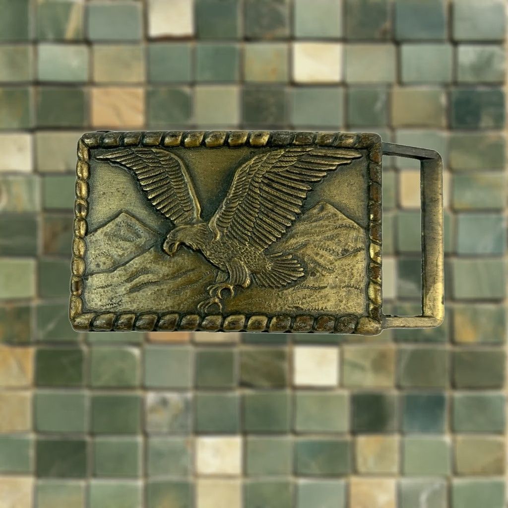 Vintage VINTAGE Flying Attack Hawk Bald Eagle Brass Belt Buckle Men Belt Buckle Metal Western Buckle Eagle Hawk 90s? Size ONE SIZE - 1 Thumbnail