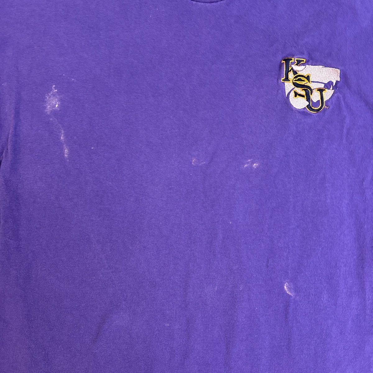Hanes Purple Distressed Embroidered KSU Graphic Tee Size US L / EU 52-54 / 3 - 3 Thumbnail