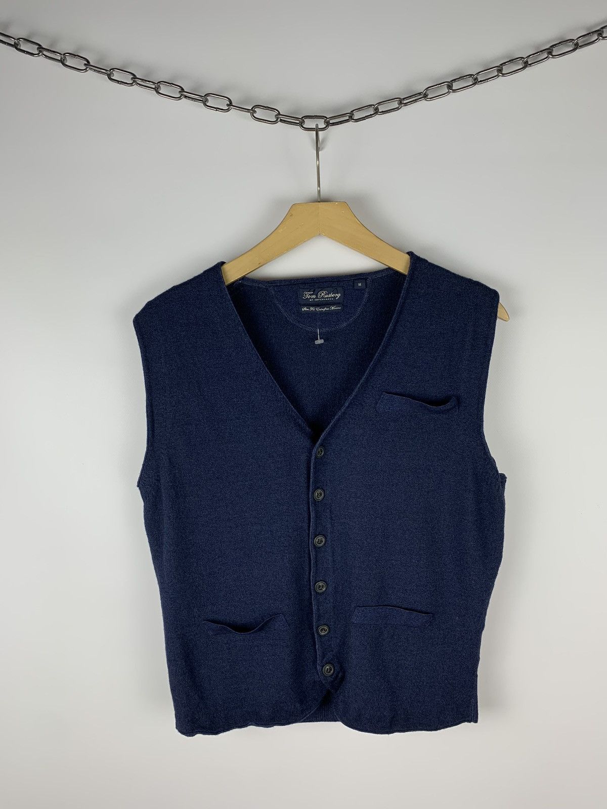Designer Tom Rusborg of Copenhagen Merino Wool Vest Sweater Gilet Size US L / EU 52-54 / 3 - 1 Thumbnail