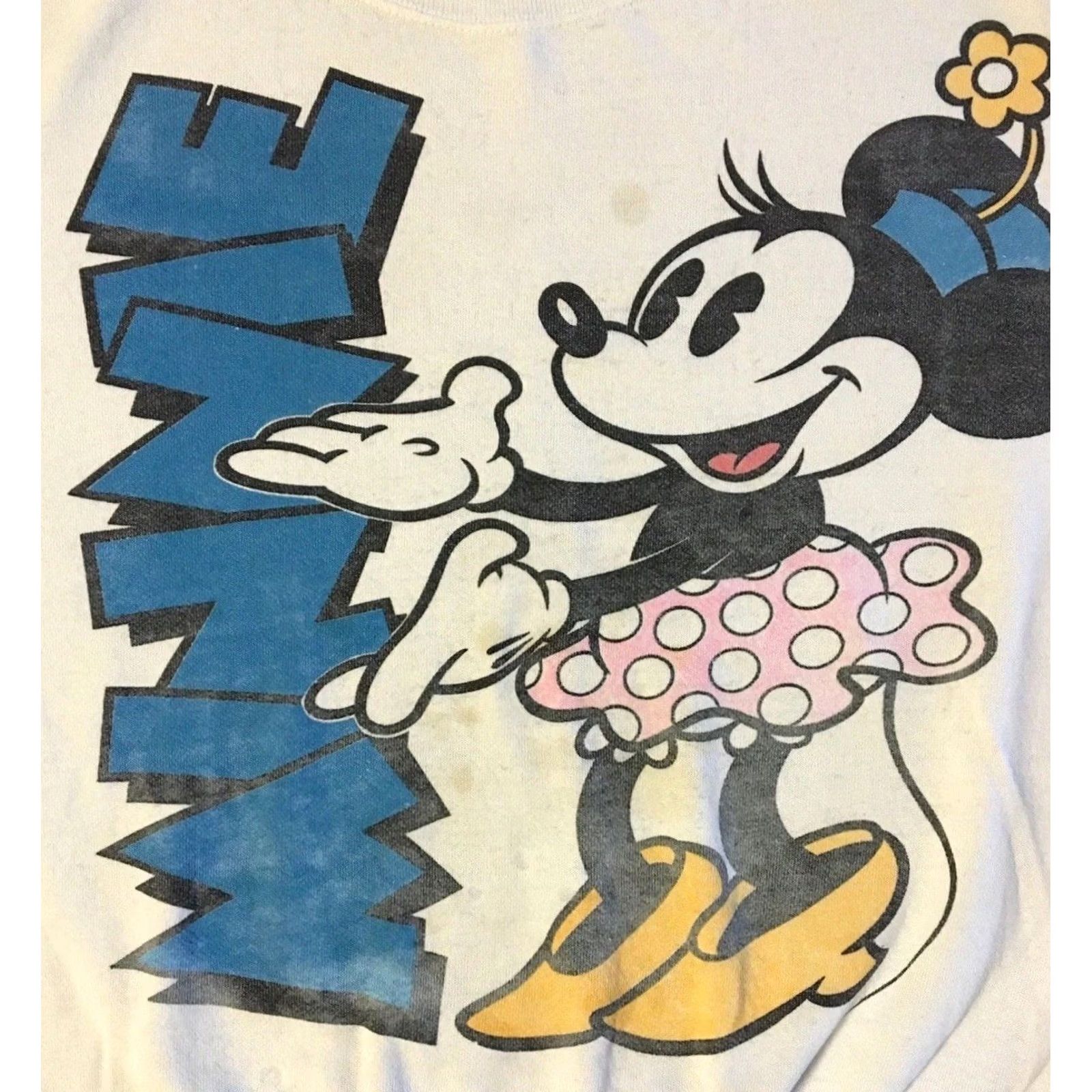 Disney VINTAGE 90s Disney Minnie Mouse Sweatshirt M Boxy Cartoon Grunge All Over Print White Men Size US M / EU 48-50 / 2 - 2 Thumbnail