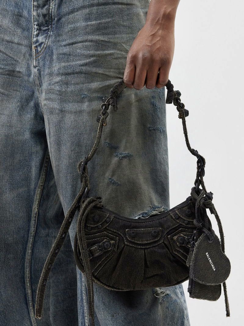 Balenciaga Balenciaga Le Cagole shoulder bag denim with rhinestones Size ONE SIZE - 6 Thumbnail