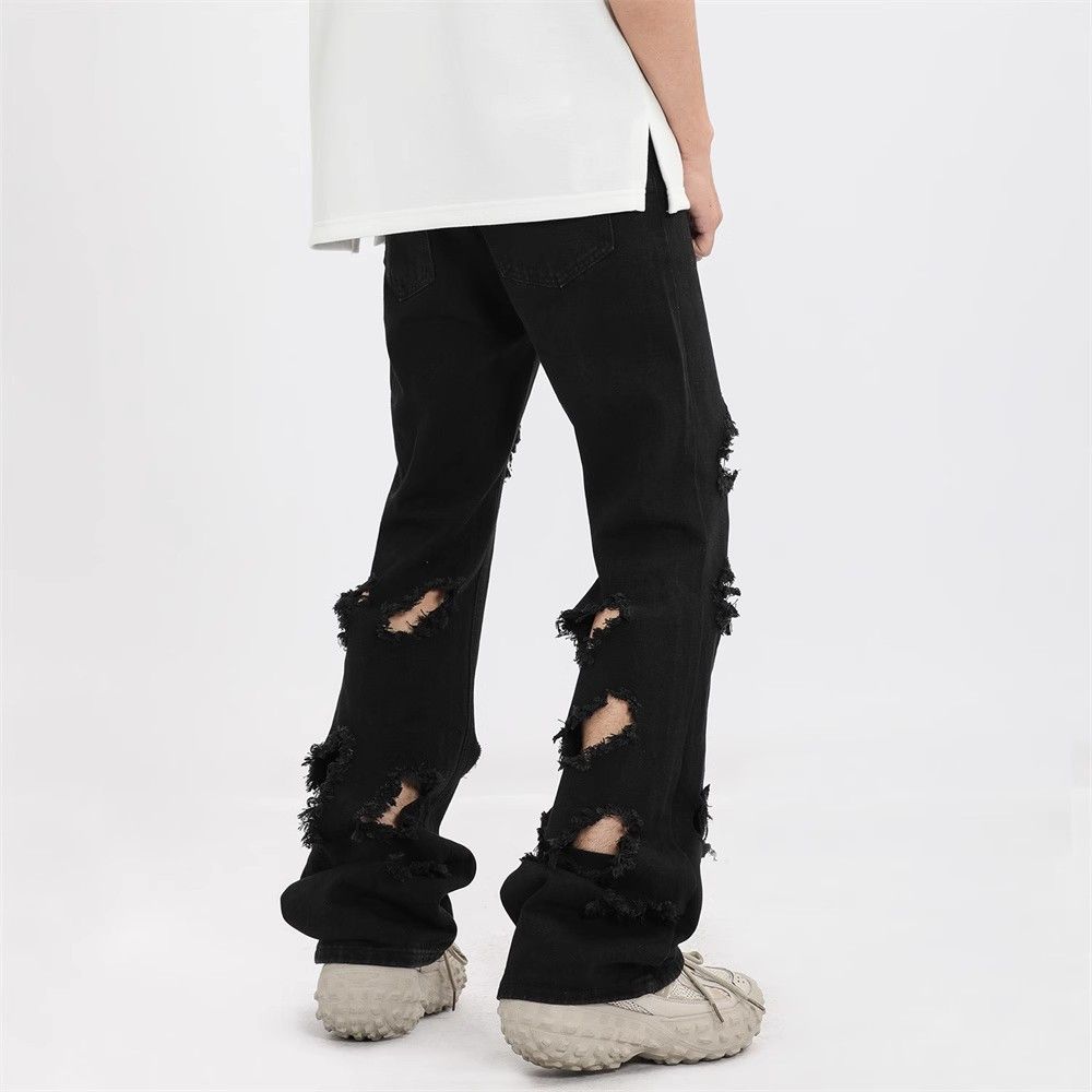 Japanese Brand × Jean Heavy industry hip hop punk trend flared ripped jeans y2k Size US 32 / EU 48 - 4 Thumbnail