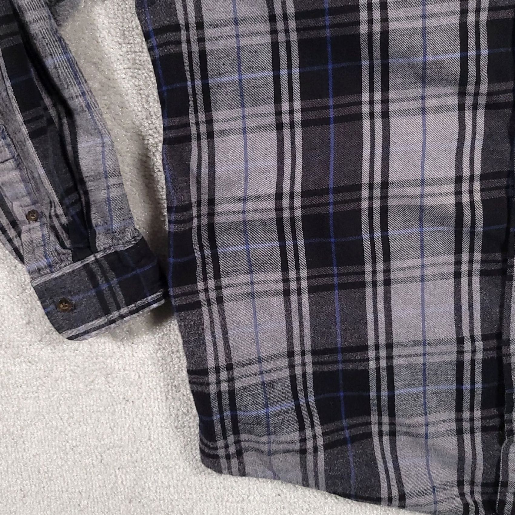 Faded Glory Faded Glory Shirt Adult Large Gray Black Plaid Flannel Long Sleeve Casual Mens Size US L / EU 52-54 / 3 - 5 Thumbnail