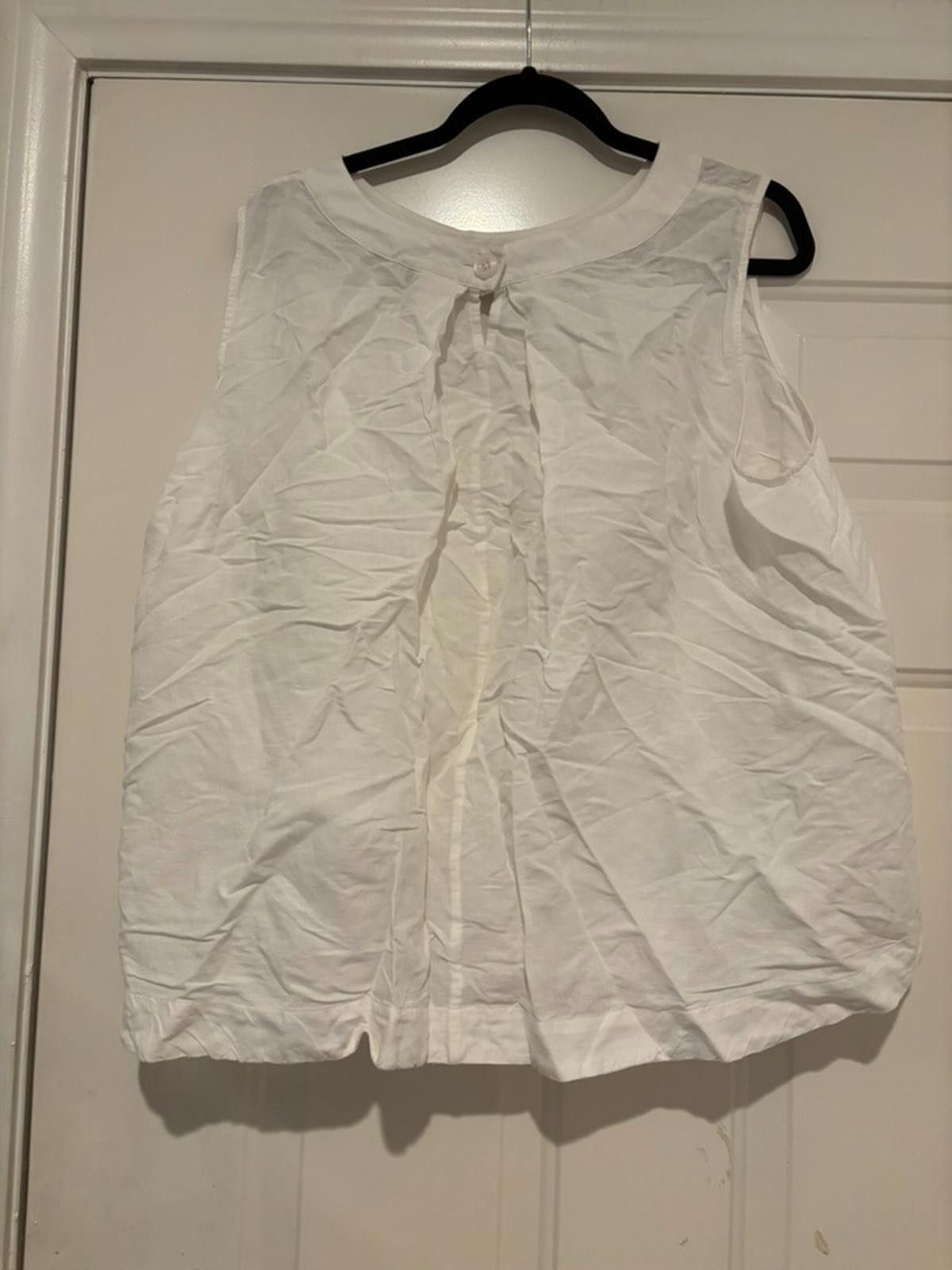 Designer Womens sz XL petite white cotton dress tank top #575 Size XL / US 12-14 / IT 48-50 - 2 Thumbnail