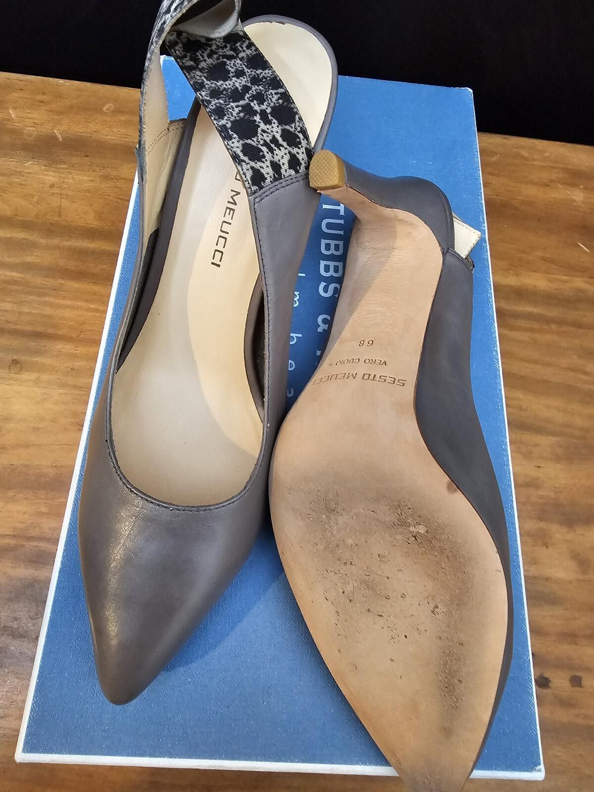 Other Sesto Meucci Heels Gray Womens Size 6 Leather Animal Print Size US 6 / IT 36 - 5 Thumbnail
