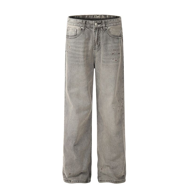 Vintage American retro straight-leg splatter paint wide-leg jeans Size US 32 / EU 48 - 1 Thumbnail