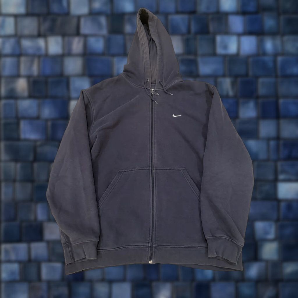 Nike VINTAGE Nike Sweatshirt Adult XL Blue Swoosh Check Zip Hooded Pocket Sport Mens Size US XL / EU 56 / 4 - 1 Thumbnail