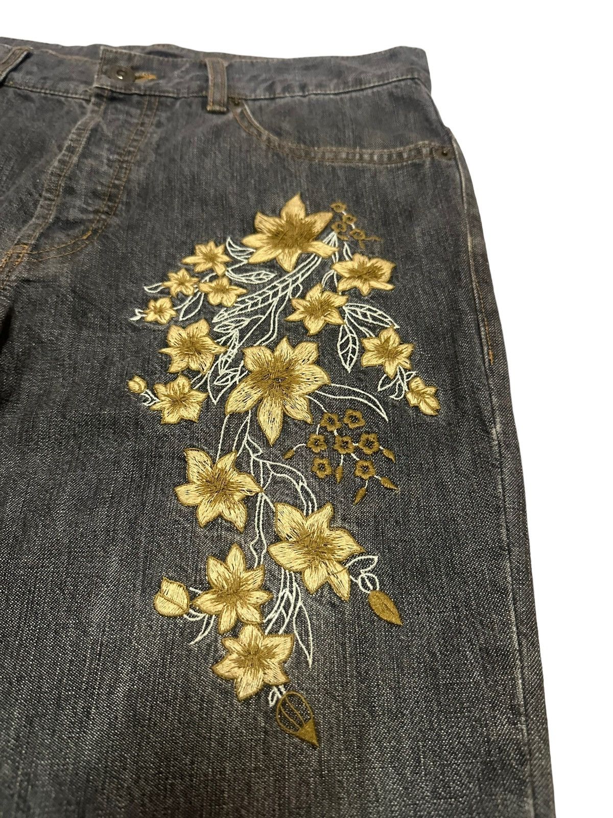 Le Grande Bleu (L.G.B.) Flare Jeans Morgan Homme Embroidered Floral Boot Cut Pants Size US 32 / EU 48 - 5 Thumbnail